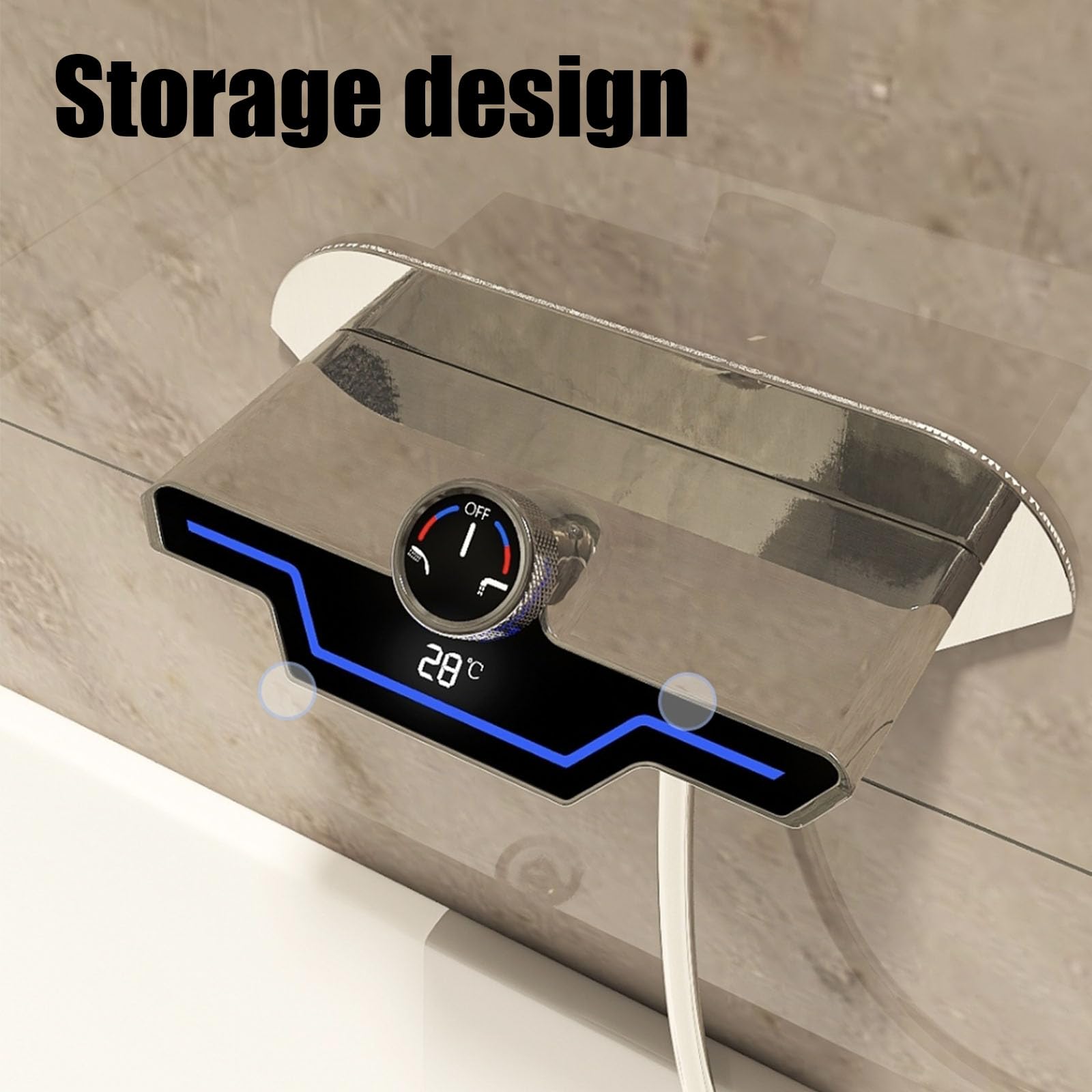 Conjunto de grifería para bañera con rociador, llenador de bañera Tipo Cascada montado en la Pared con Ducha de Mano, Grifo de bañera Moderno de Alto caudal, A: Gris