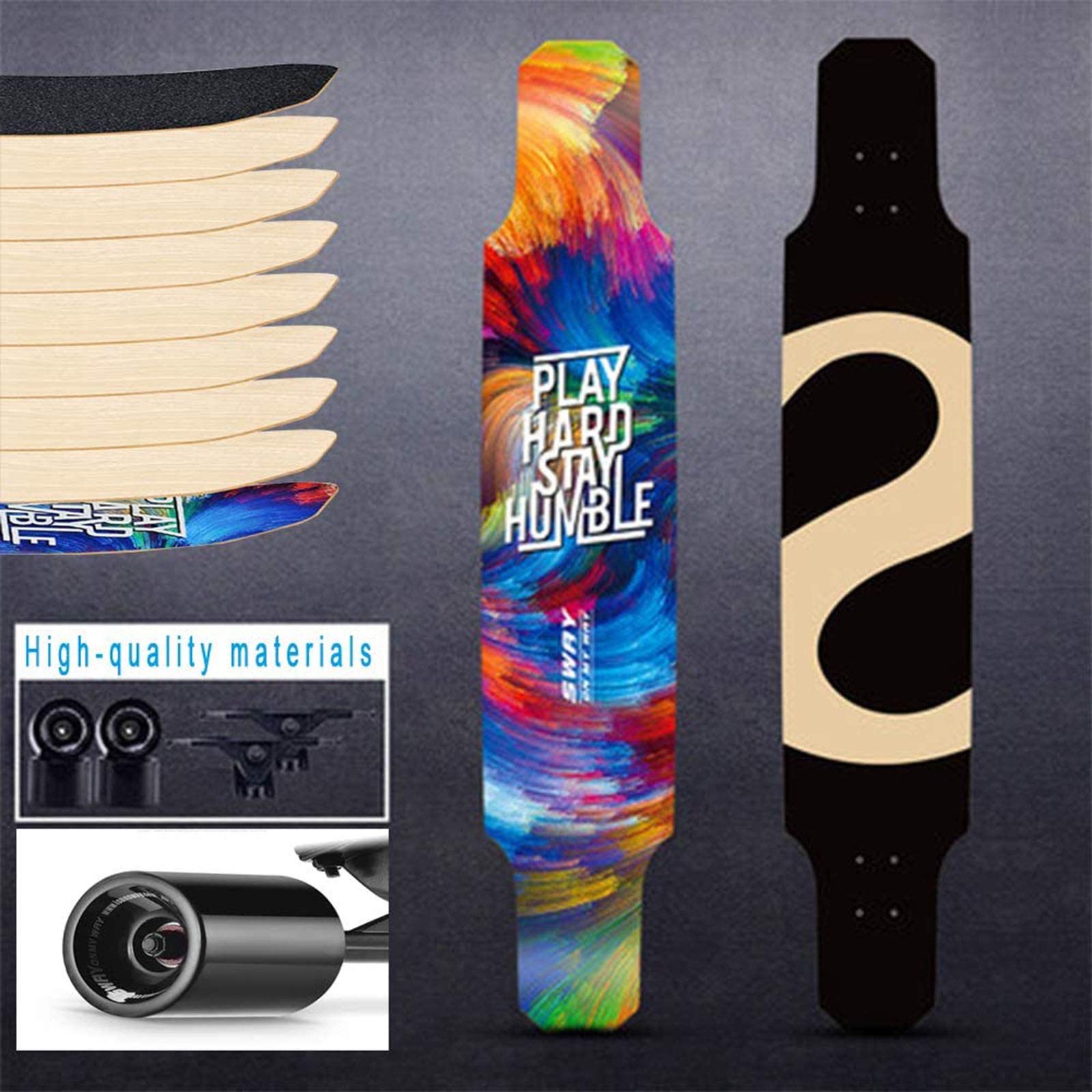 Planche à roulettes Freestyle Premium Haut de Gamme de 47 Pouces, Planche à roulettes Cruiser pour Adultes et Adolescents, Mise à Niveau 2020