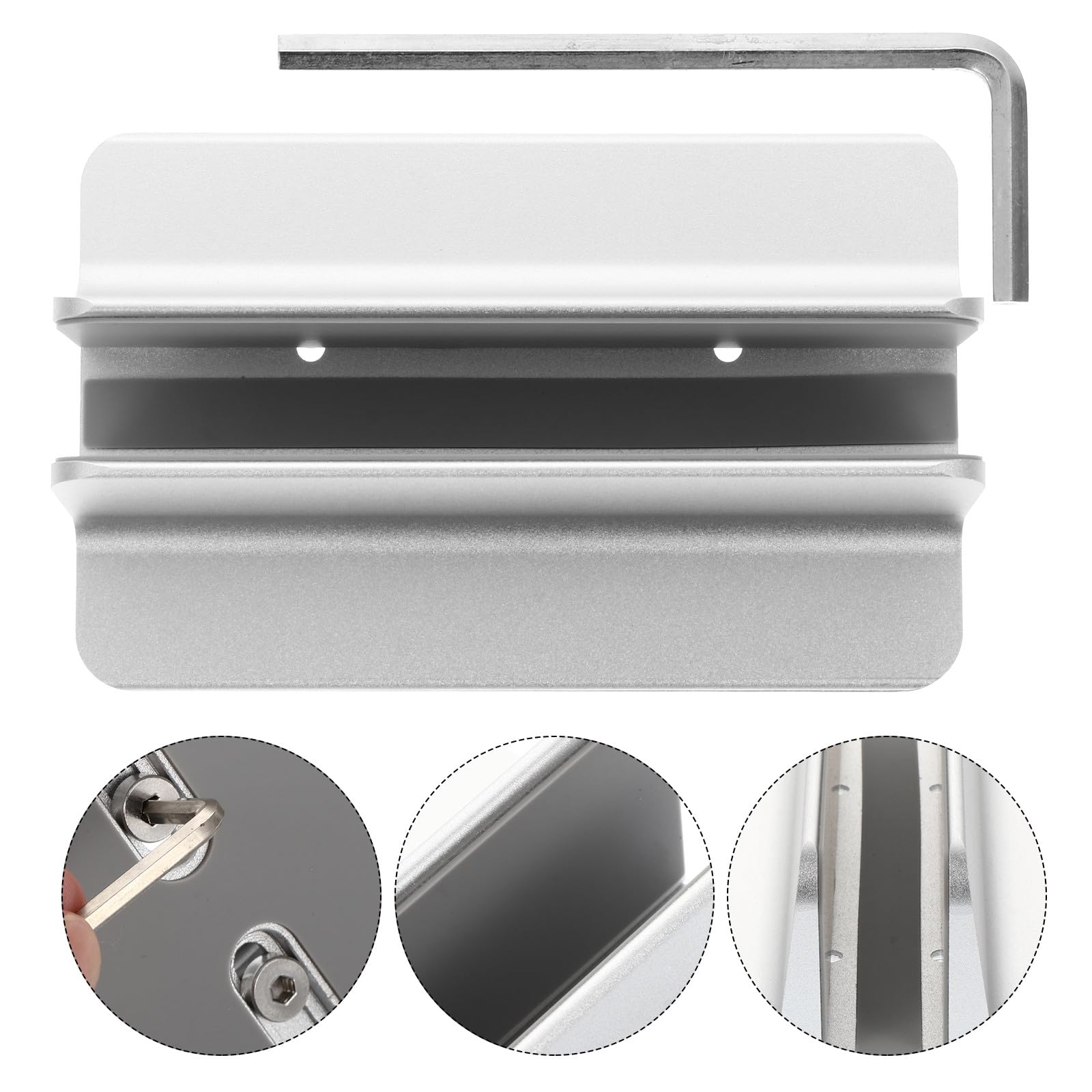 KALLORY Supporto Verticale per Laptop e Tablet in Lega di Alluminio Regolabile Base Antiscivolo in Silicone, Porta Notebook da Scrivania Compatibile Dispositivi di Diverso Spessore