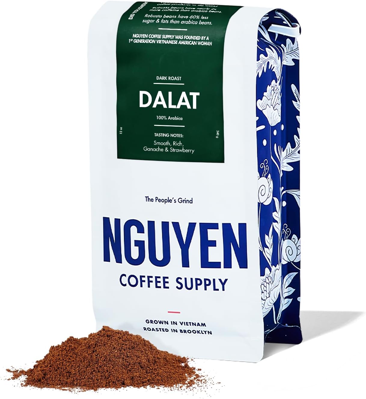 Nguyen Coffee Supply - Dalat Arabica: Dark Roast Premium Ground Coffee Beans, Vietnamese Single Origin, Direct Trade, Roasted in Brooklyn [12 oz Bag]