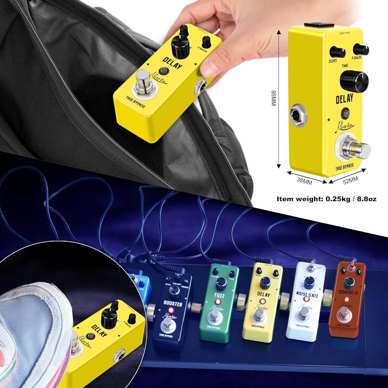 Rowin Analog Vintage Delay Guitar Effect Pedal