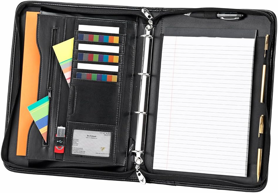 Falcon drop handle zip around A4 conference folder with 25mm 4 ring binder FI6669. Zipped