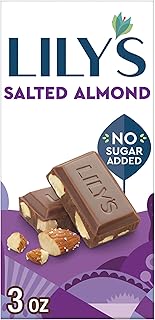 LILY'S Salted Almond Milk Chocolate Style No Sugar Added, Sweets Bar, 3 oz