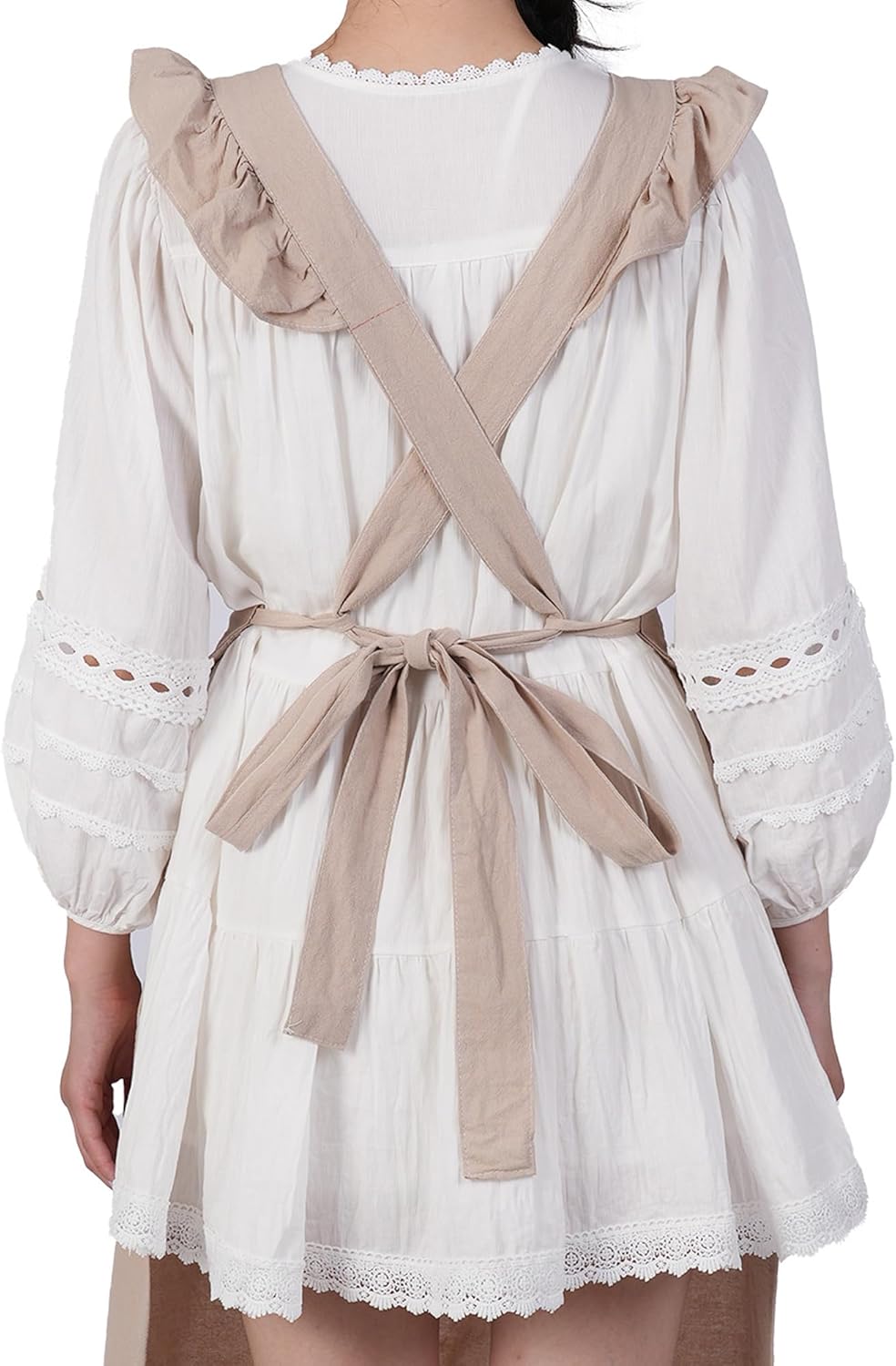 Vintage Aprons for Women with Pockets Cute Lace Ruffle Adjustable Apron for Cooking Kitchen Baking Gardening - Image 7