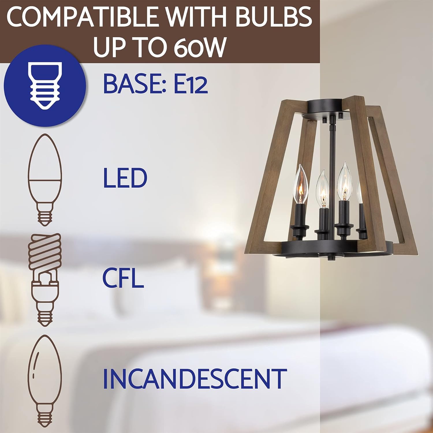 Bеѕt Cуbеr Mоndау 🔥 Kira Home Preston 15.5 4-Light Farmhouse Semi Flush Mount, Entryway Ceiling Light, Black + Walnut Style Wood Finish Lіmіtеd Dіѕсоunt Kira Home Preston 15.5 4-Light Farmhouse Semi Flush Mount, Entryway Ceiling Light, Black + Walnut Style Wood Finish