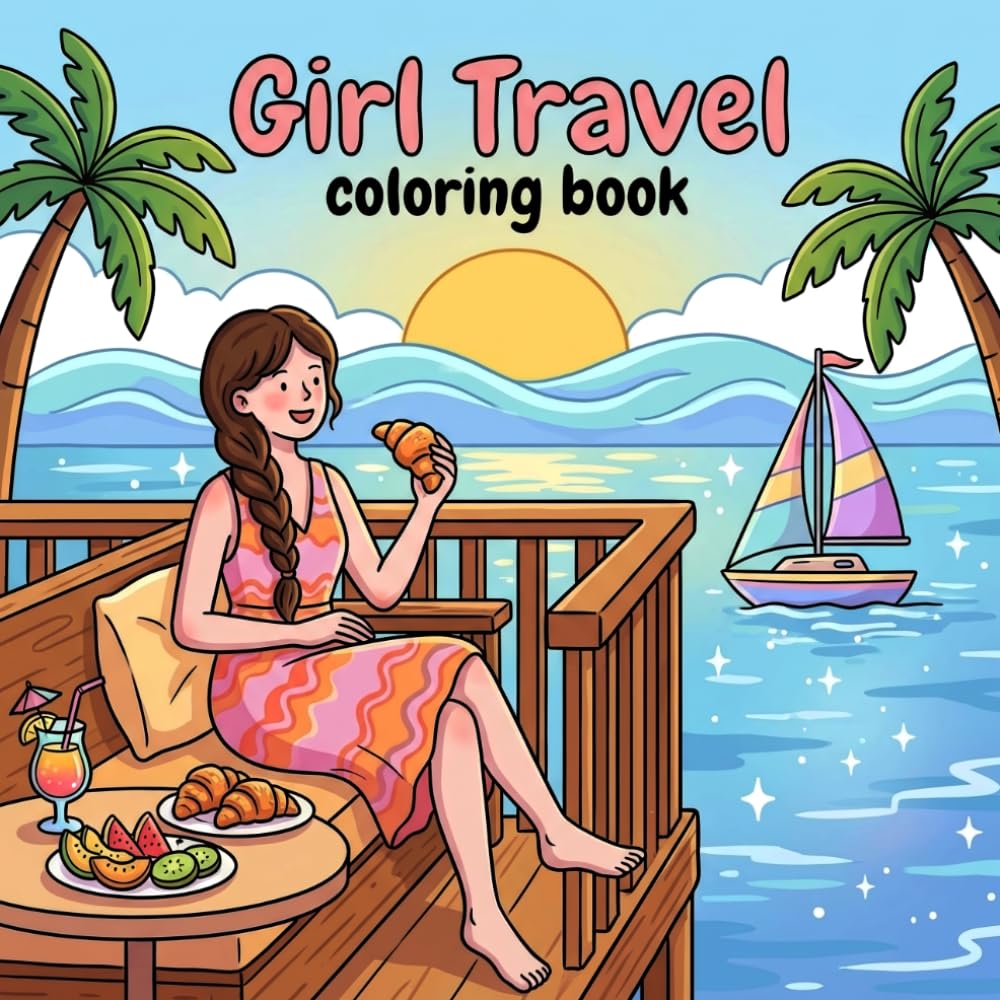 Girl Travel Coloring Book: A Fun & Relaxing Coloring Adventure for Girls – Cute Travel Scenes, Fashion, Landmarks & Creative Fun