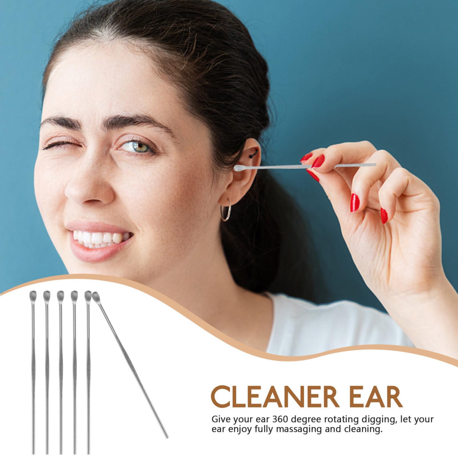 JECOMPRIS Stainless Steel Removal Tool 6Pcs Earpicks Lightweight Portable for Home Travel Care, Silver, Medium - Image 2