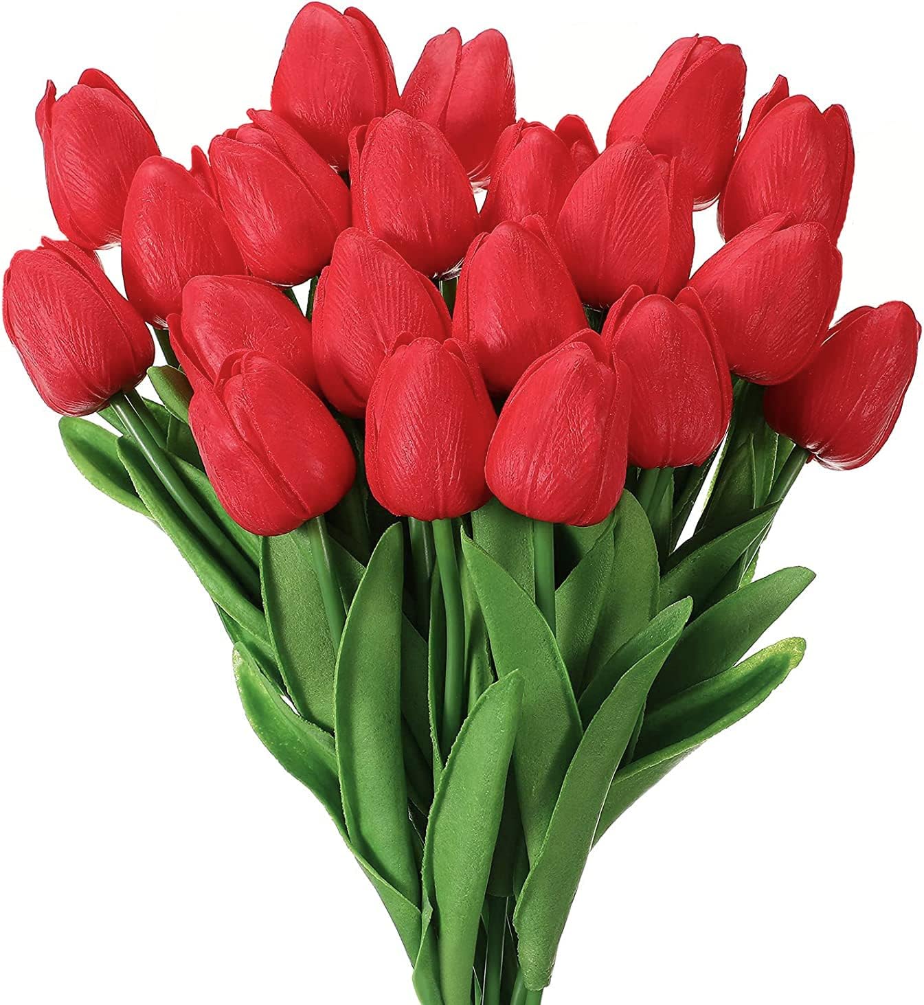Artificial Tulip 20 Pcs Silk Flowers 13.5" for Home Decorations Centerpieces Arrangement Wedding Bouquet (Red)