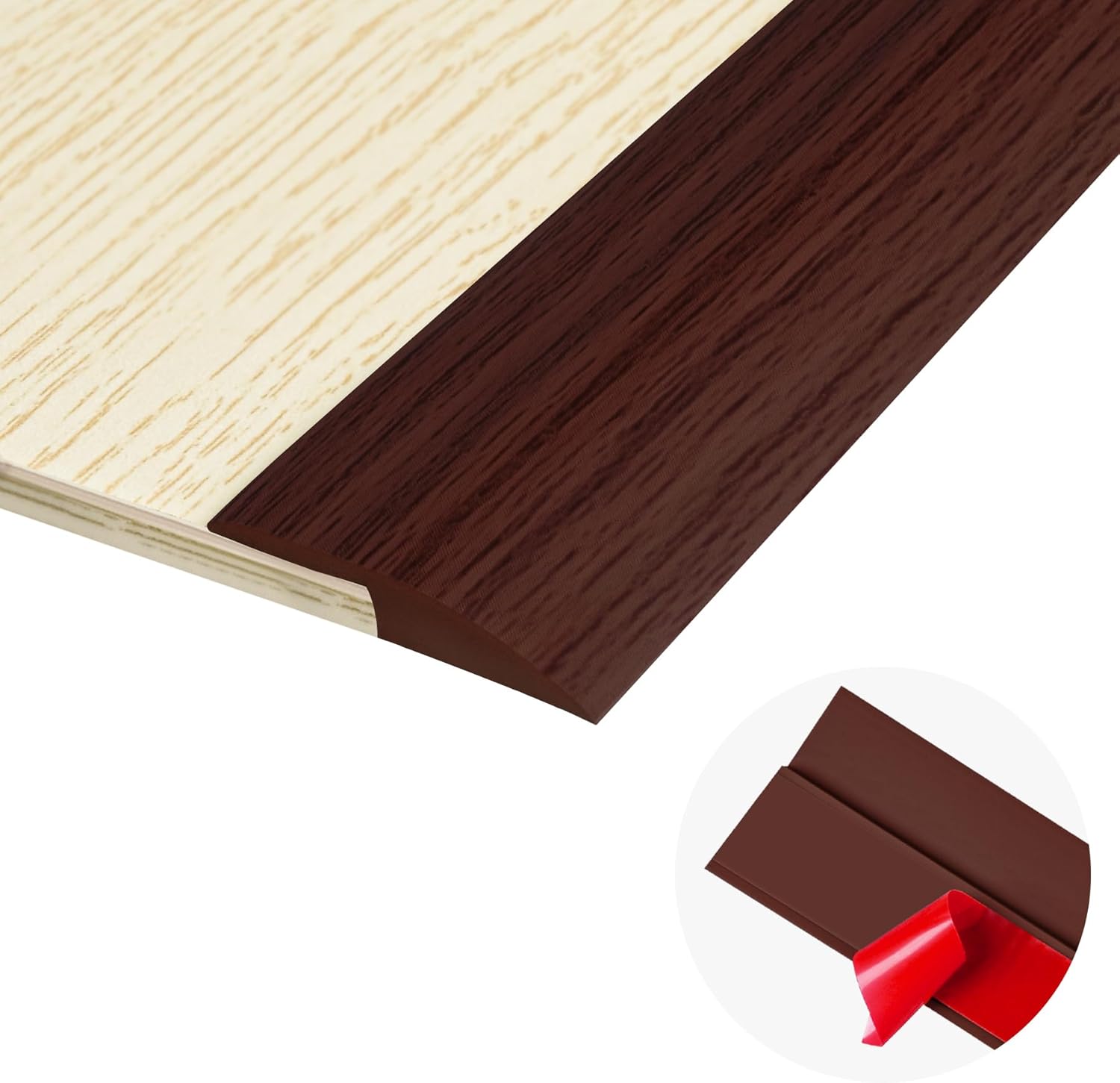 Carpet Floor Transition Strip, Self Adhesive Floor Edging Trim Strip, PVC Threshold Cover for Doorway, Floor Divider Strip Suitable for Threshold from 2/5" to 3/5" - Gray Forest 3.3Ft