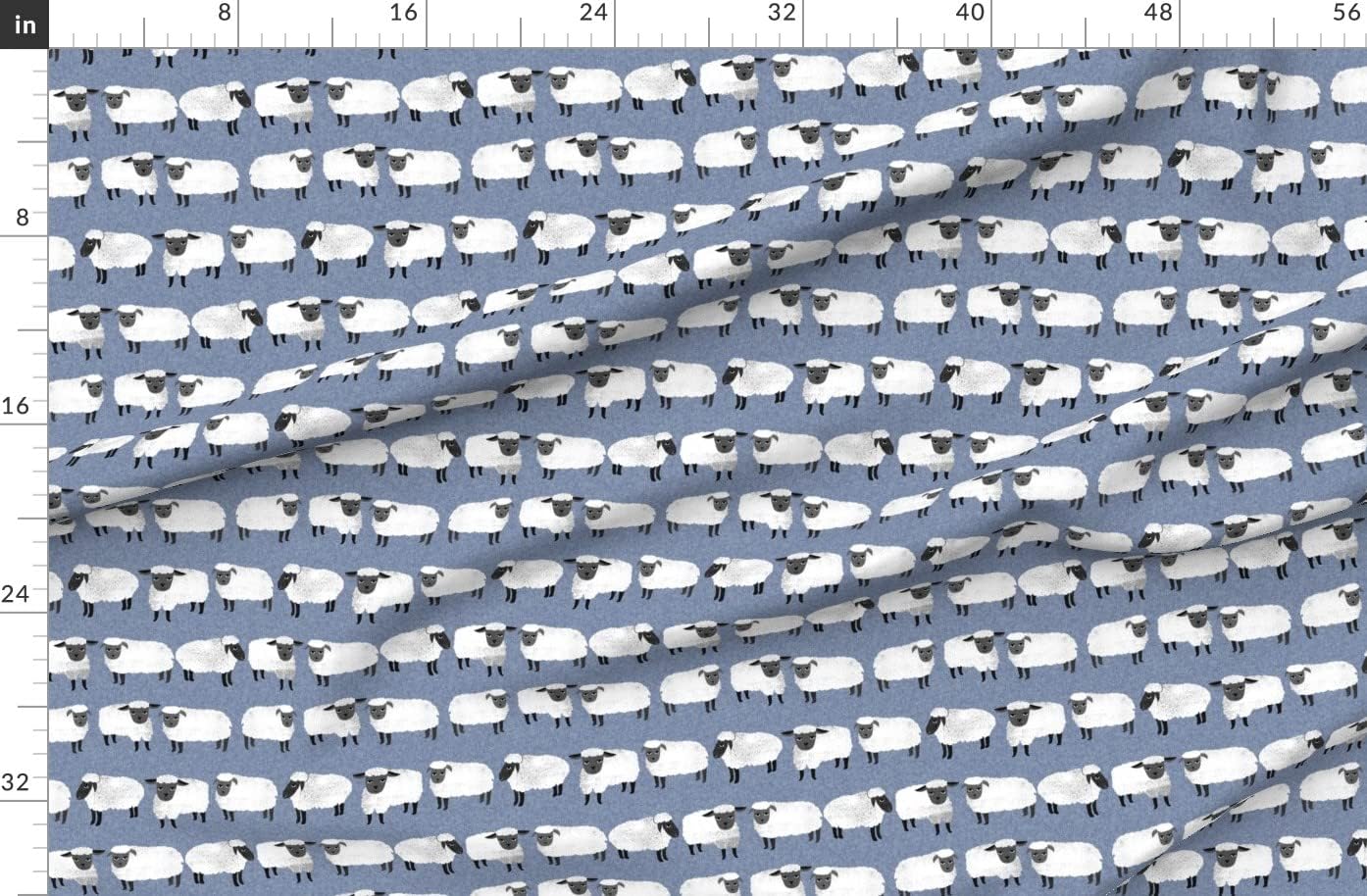 Spoonflower Fabric - Sheep Farm Animal Cute Knitting Lamb Printed on Organic Cotton Sateen Fabric by The Yard - Sewing Quilting Apparel Home Decor