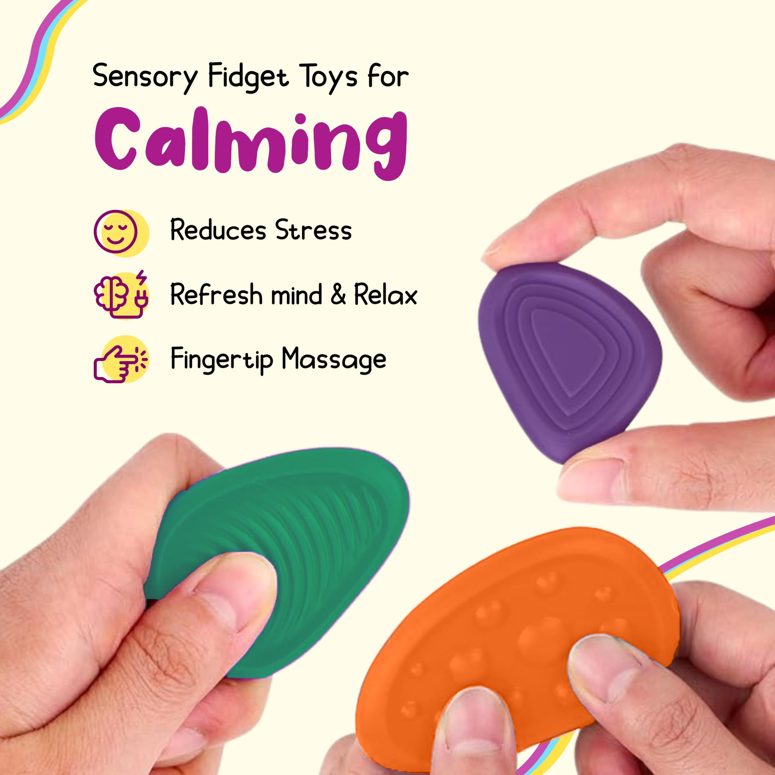 Adult Fidget Toys Fidget Toys Sensory Stone For Kids:Textured Soft ...