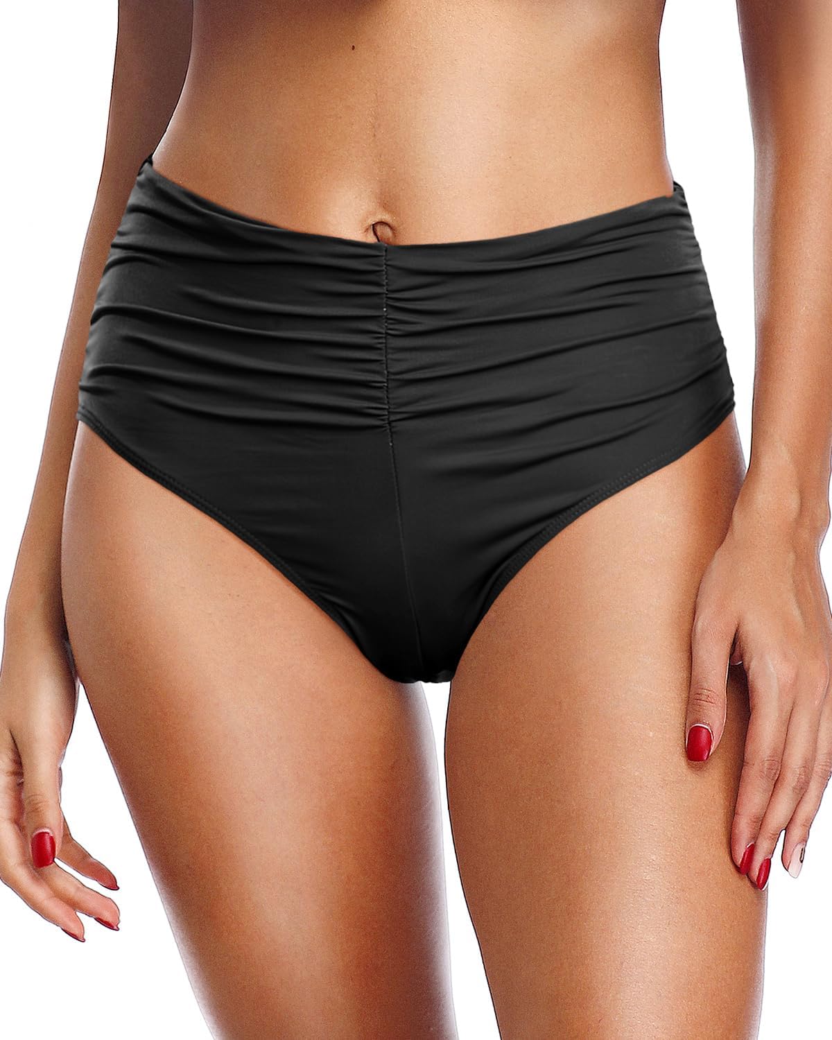 Tempt Me Women High Waisted Bikini Bottom Tummy Control Bathing Suit Ruched Swim Bottom