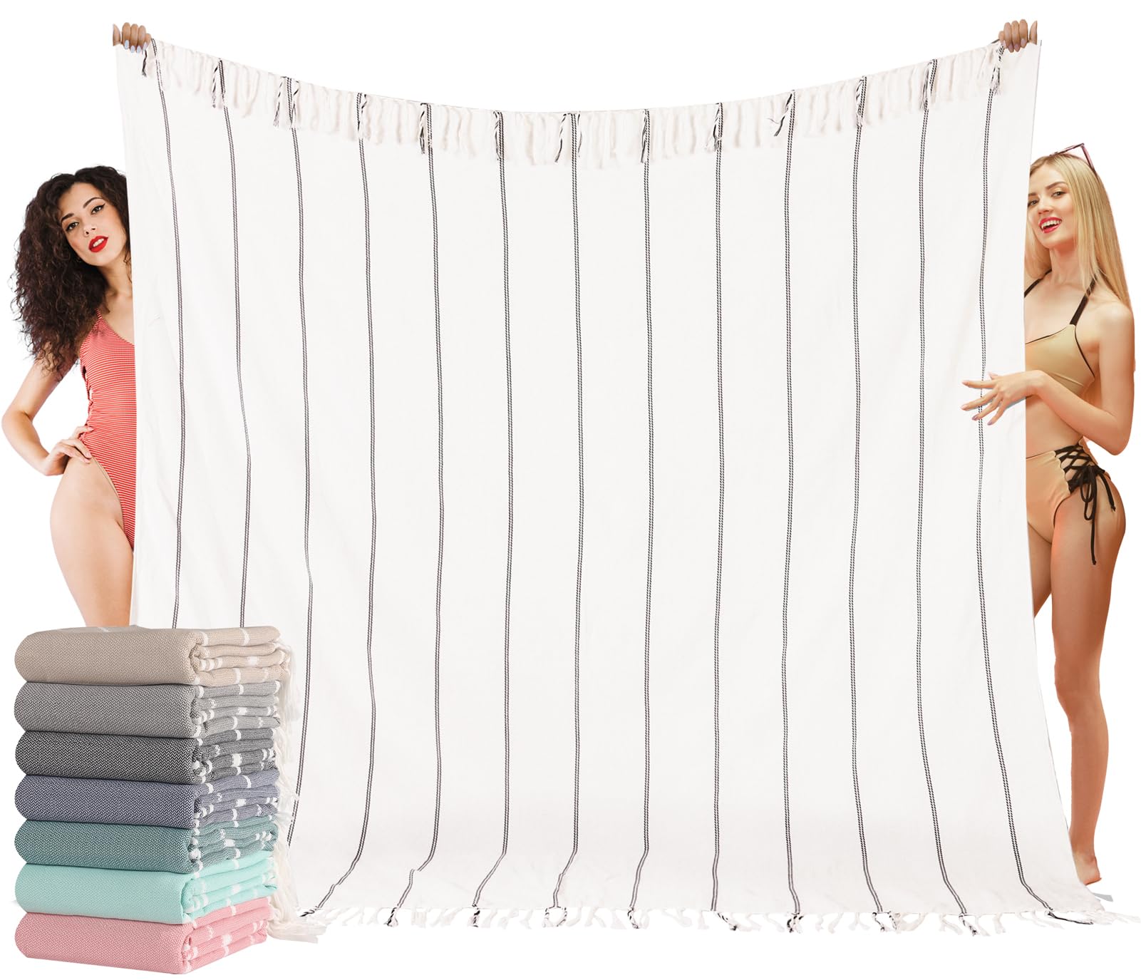 Übergroßes türkisches Strandtuch, Decke, XXL, Baumwolle, sanddichte Handtücher, Boho, gewebt, extra groß, sandfrei, riesige Decke, riesige Steppdecke, XL, Picknick, Camping, Wolke, für Erwachsene,