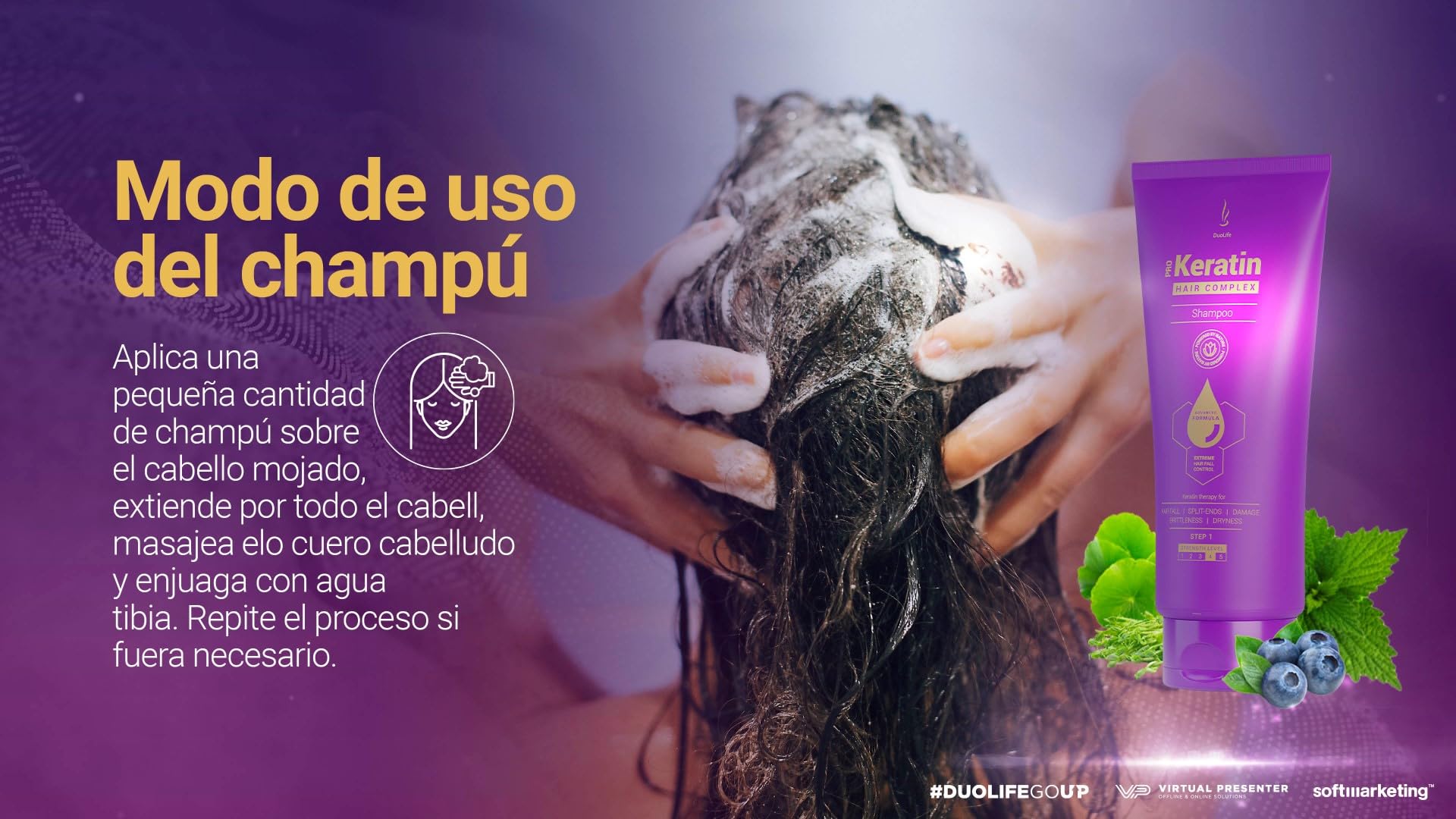 Duolife Keratin Hair Complex Shampoo 200ml,Szampon intensywnie pielęgnuje włosy, nawet słabe włosy i tendencję do wypadania, nawilża, poprawia elastyczność i zwiększa wytrzymałość