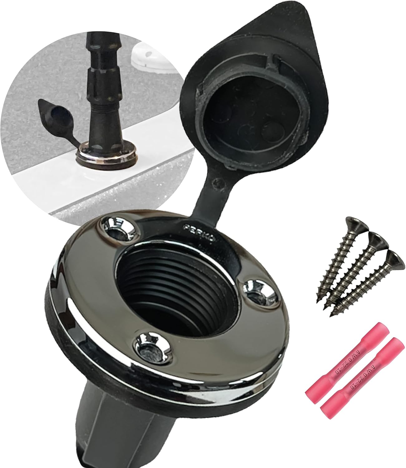 YOLOtek Veteran Owned - PERKO - Threaded Base Secure Boat Navigation Lights for Stern or Bow - Boat Accessories (Teardrop)