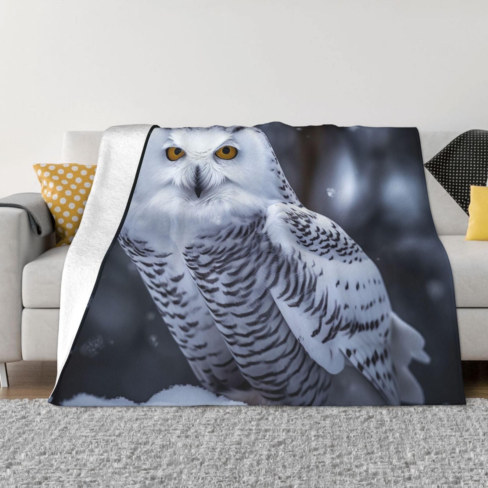 KLOPH Arctic Owl Throw Blanket 40"x30" Flannel Fluffy Warm Blanket for Couch, Reversible Plush Blankets for Bed, Comfy Fuzzy Blanket for Sofa, Plush Lightweight-Blankets for All Season