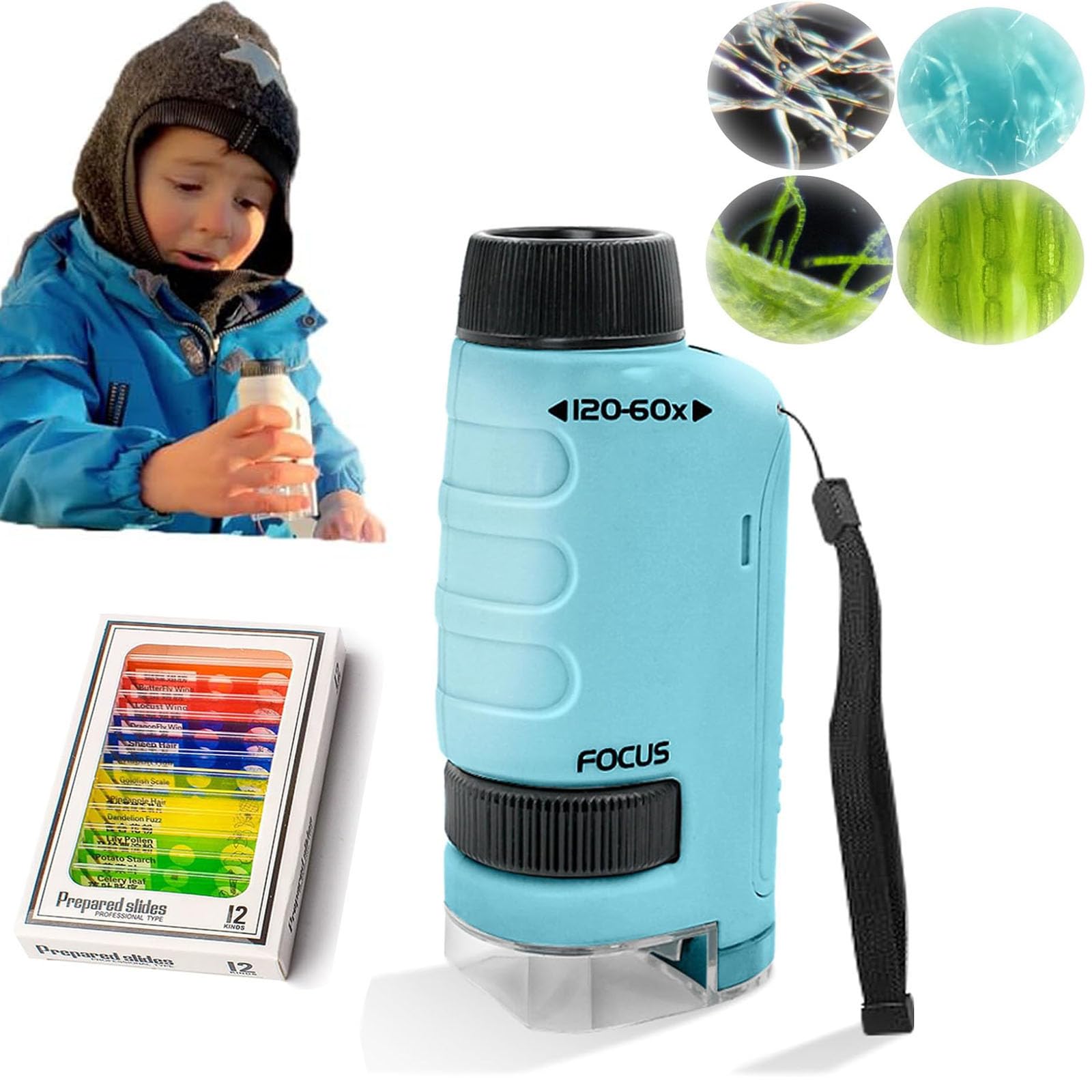 Your Little Scientist Microscope, Mini Microscope for Kids Your Little Scientist, The Original Miniscope for Kids, Minilabsters Miniscope Kids, Mini Labsters Portable Microscope (Blue)
