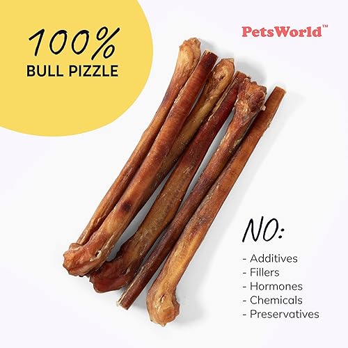 Miniatura 3 de PETSWORLD Palitos de carne de res de 12 pulgadas de grosor paquete de 6, totalmente naturales, pizzas de res, sin olor y de larga duración para