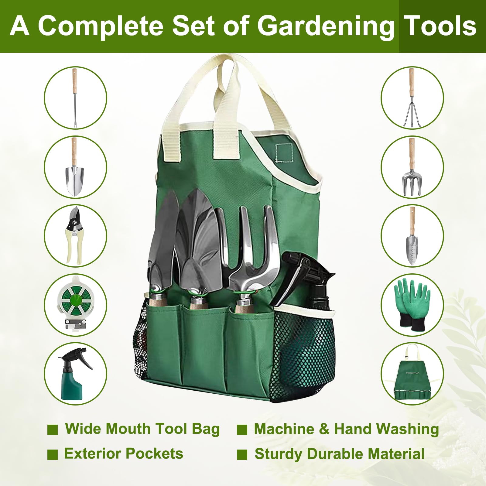 Set 10 Outils Jardinage Lourds - Pour Hommes Et Femmes - Sac Inclus