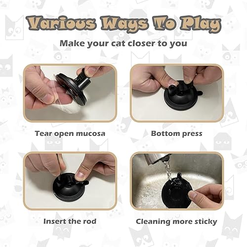 Miniatura 5 de Juguetes interactivos para gatos, varita de pluma, juguete para gatos equipado con doble cabeza y 6 en 1 manos libres naturales para pájaros,