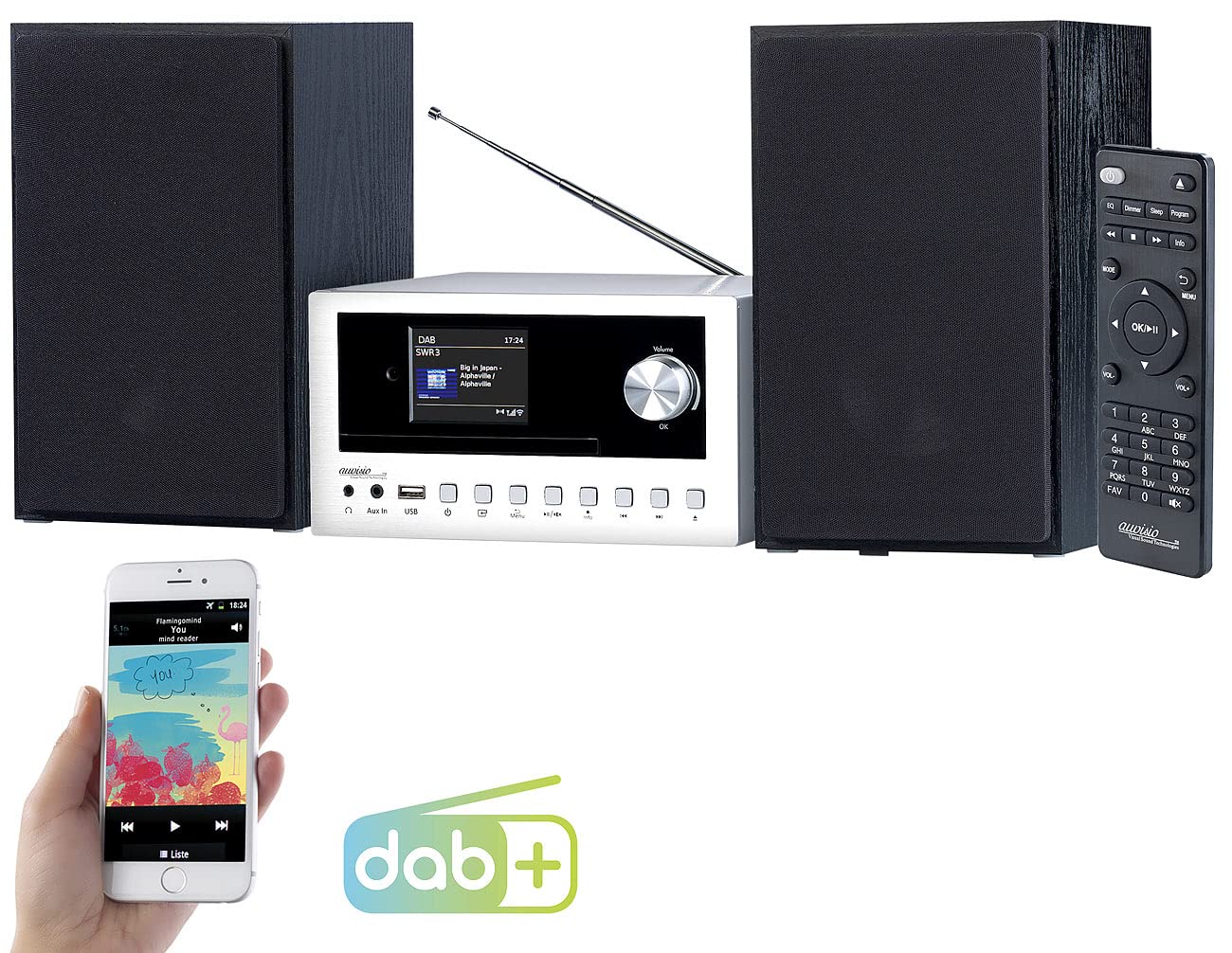 auvisio Elettronica - impianto stereo: Micro impianto stereo, con Webradio, Webradio, DAB+ (compatto, cd mp3, orologio)
