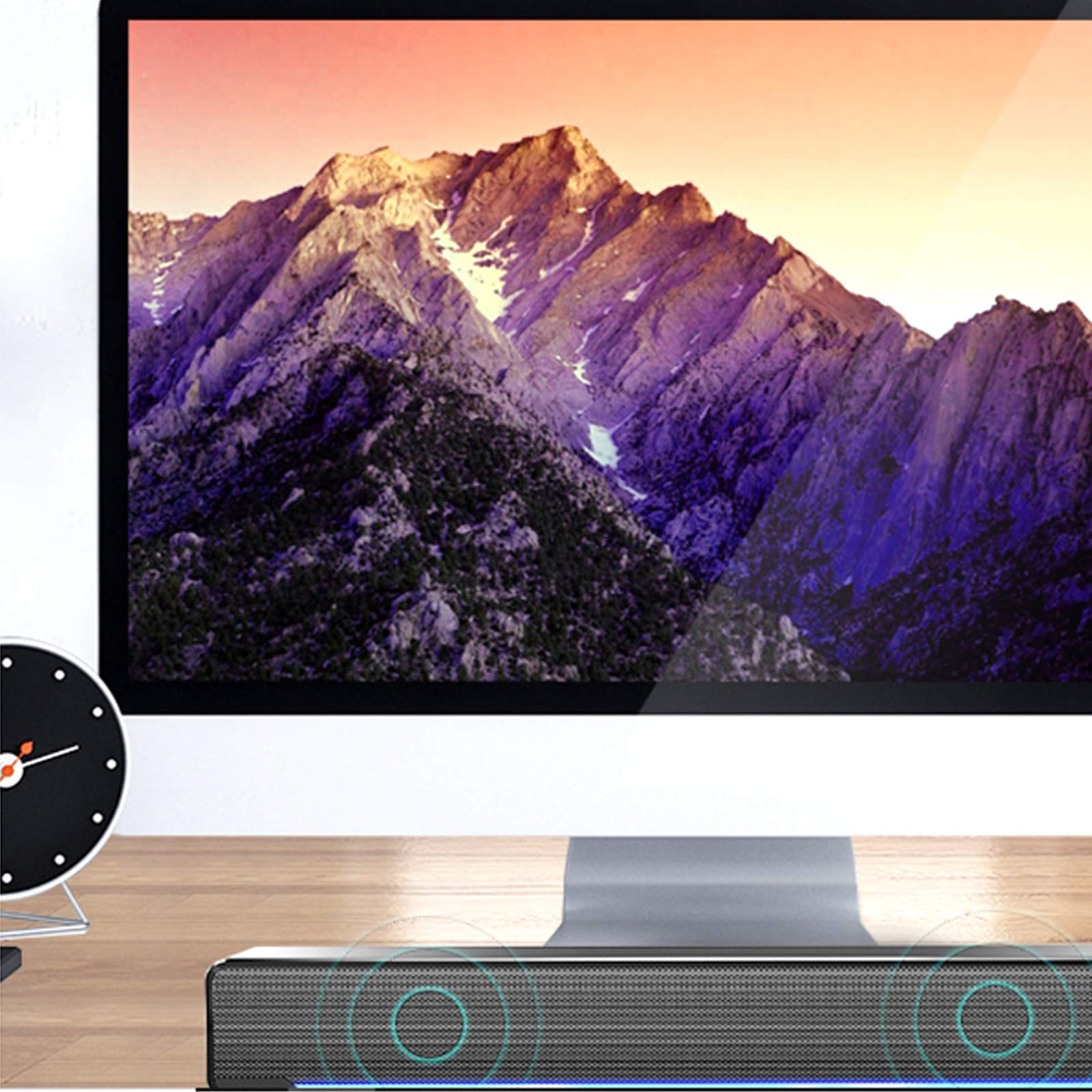 Sound Bar Przewodowy Bezprzewodowy dźwięk przestrzenny 3D Soundbar 2.0 Kanał, Głośnik audio Bluetooth do telewizora, Złącze HDMI ARC/Optyczne/Aux/USB Głośnik Bluetooth, Czarny The New