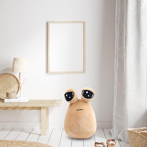 Miniatura 7 de BULINGNA Lindo peluche de Pou de dibujos animados, juguete de peluche de Alien Pou, regalo de cumpleaños para niños y adultos (caqui, 8.66 pulgadas)