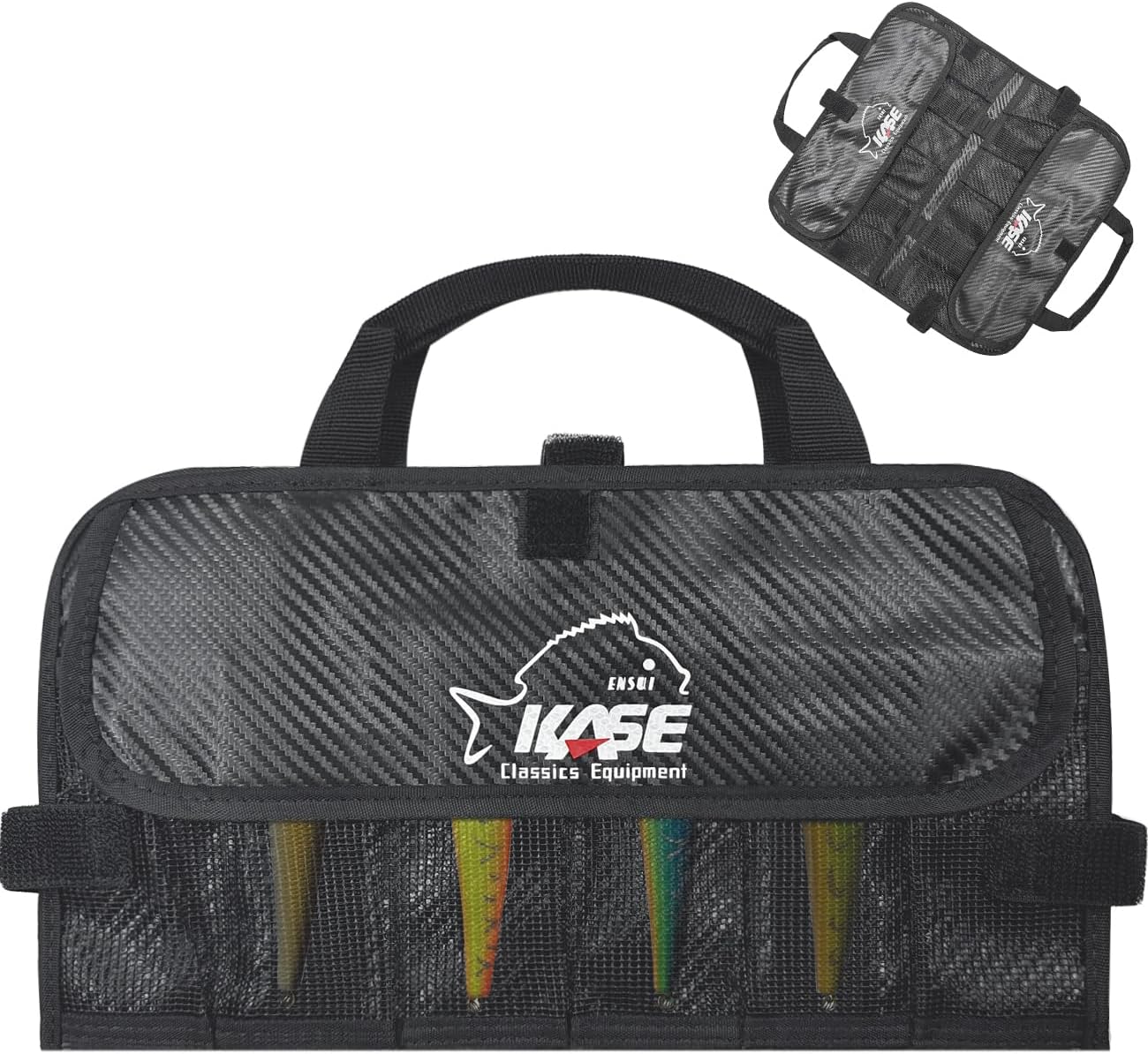 Fishing Jig Bag Soft Baits Organizer Portable Tackle Storage Bags Large Capacity Lure Handbag for Saltwater&Freshwater Fishing Accessories Holder Collapsible Bag