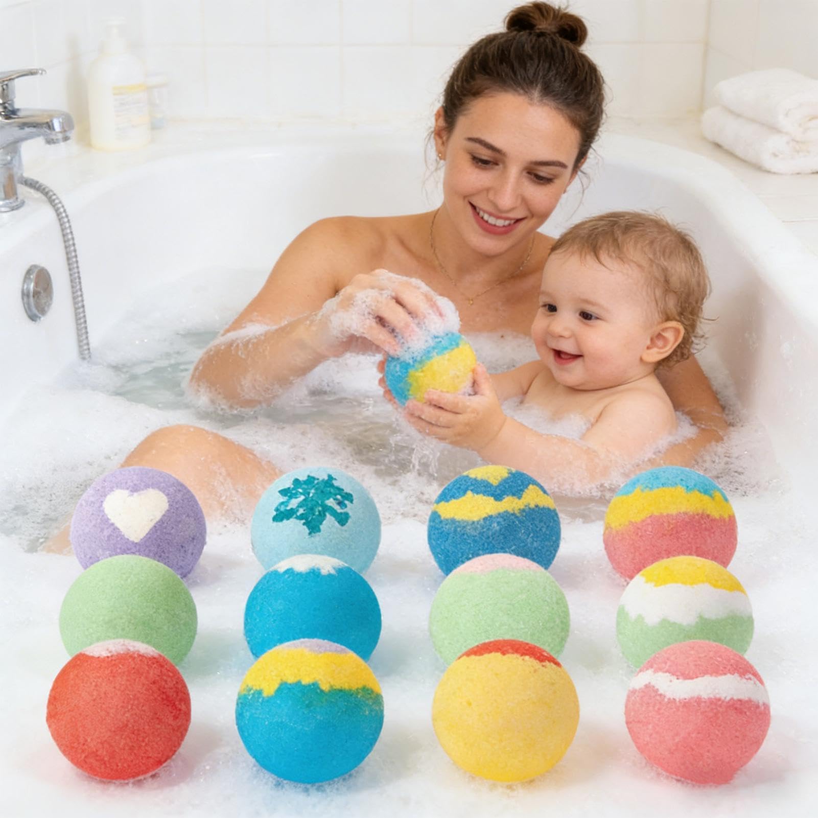 Bath Balls,Set da 12 Pezzi di Detergente per il Corpo Artigianale | Giocattoli Bagno di Schiuma - per Spa Viaggio Bagno Hotel