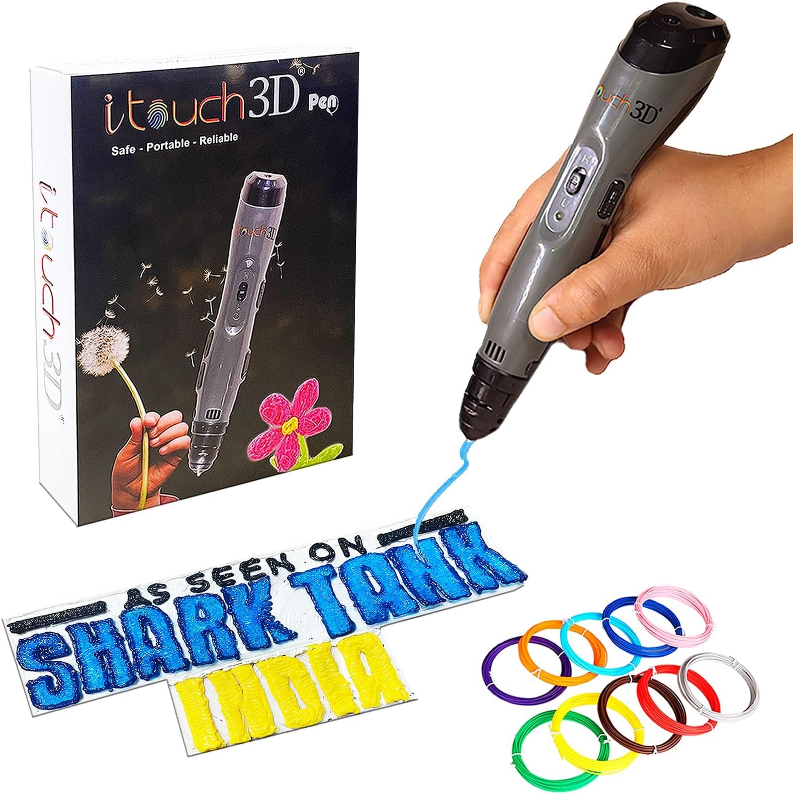 WOL3D I touch Plus 3D Pen with 10 in 1 (5 M) PLA Filaments for 3D Printing with Speed Control, Advanced Temperature Regulation, OLED Display & Ergonomic Design – Compatible.