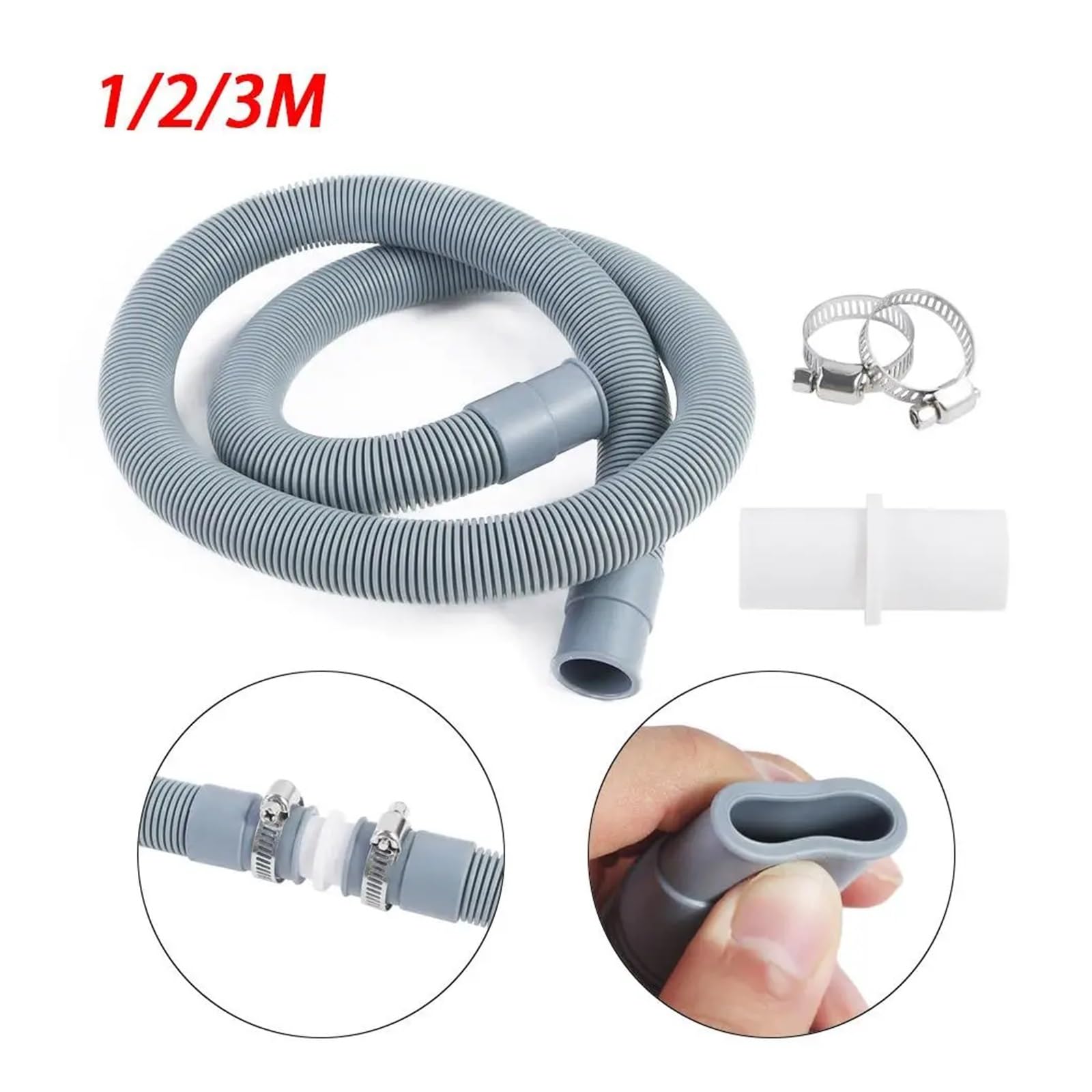 GUYTRM Kit de extensión de manguera de desagüe universal for lavadora y lavavajillas (1/2/3 m) lingli(1M)