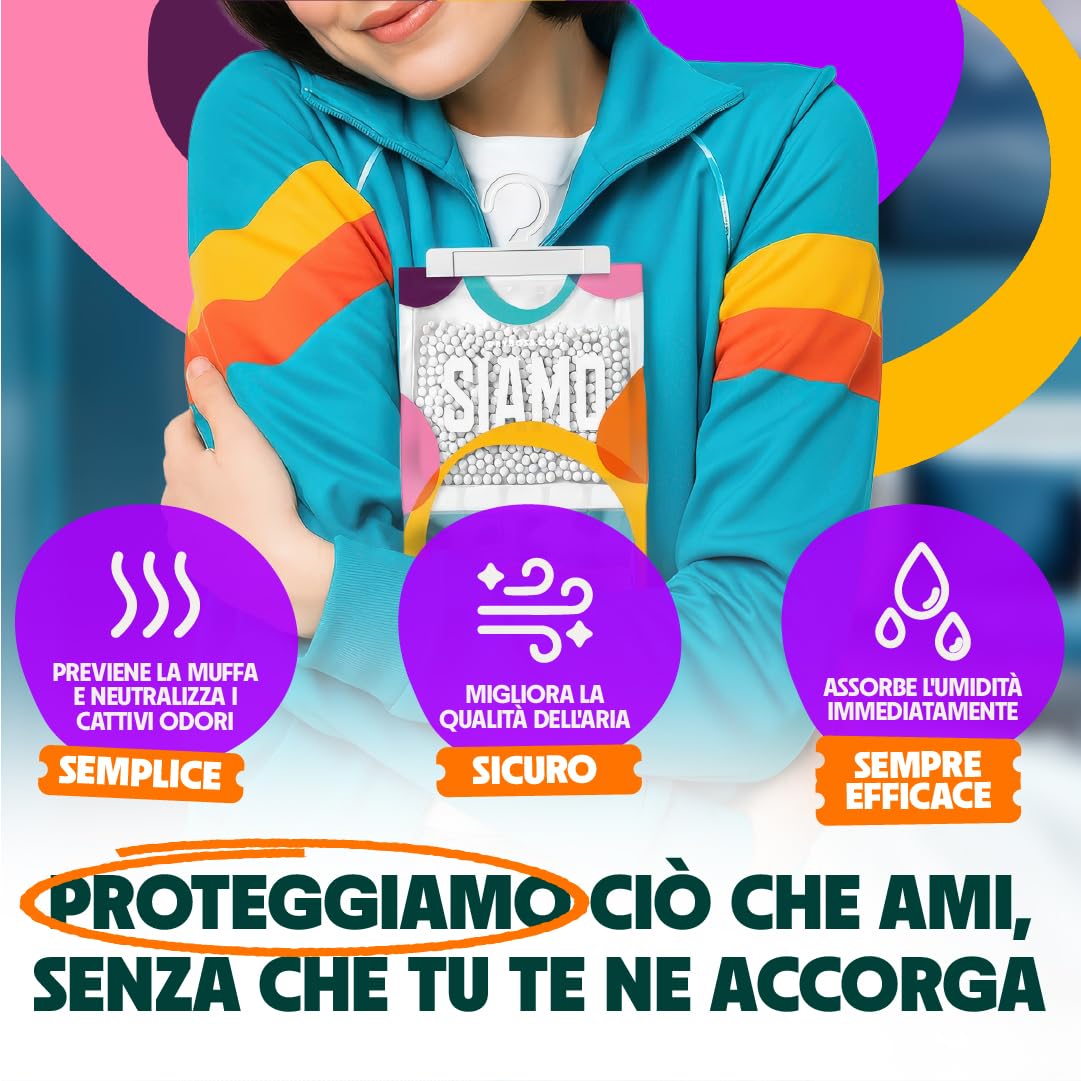 Siamo 15 Pack Sacchetti Deumidificatori Antimuffa Per Armadio, Casa, Assorbi Umidità In Armadi, Cucine, Seminterrati, Camper #1 in deumidificatori Eliminare Odore Sgradevole Funziona e Basta