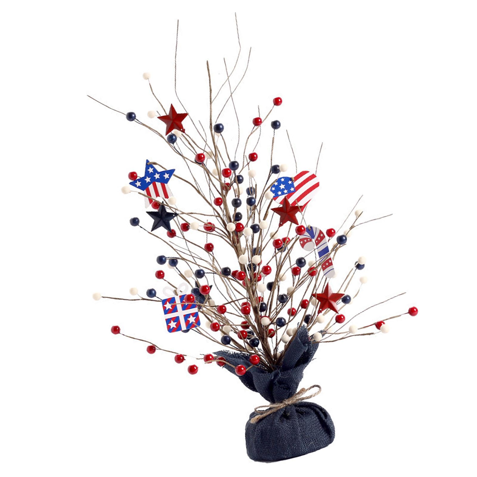 ZEPFJHE Patriotic Independence Day Decoration Nation Flag Artificial Tree Ornament 42x22Cm for Desktop and Shelf Display Nationalistic Home Deck