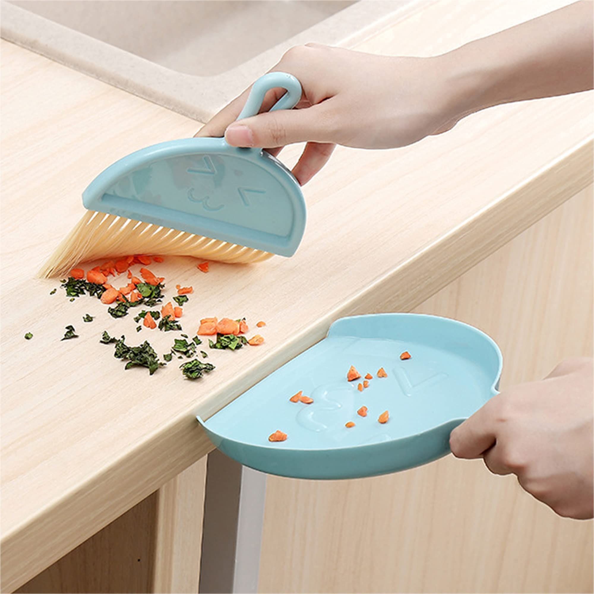 Juego de 3 piezas de escoba y recogedor pequeño para el hogar, mini recogedor y cepillo, sartenes para el polvo con juego de cepillos, escoba de mano y recogedor, juego de herramientas de limpieza