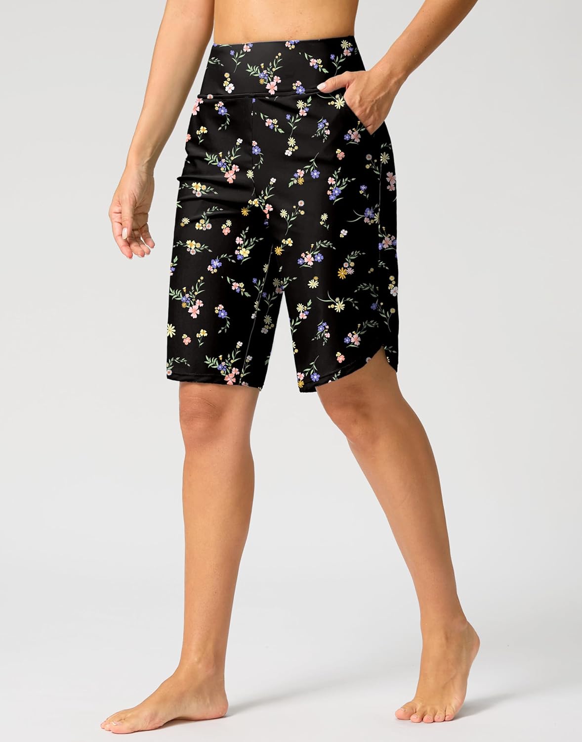 G Gradual Women's High Waisted Swim Board Shorts 11" Knee Length Beach Swimming Long Shorts for Women with Pockets Liner - Image 2