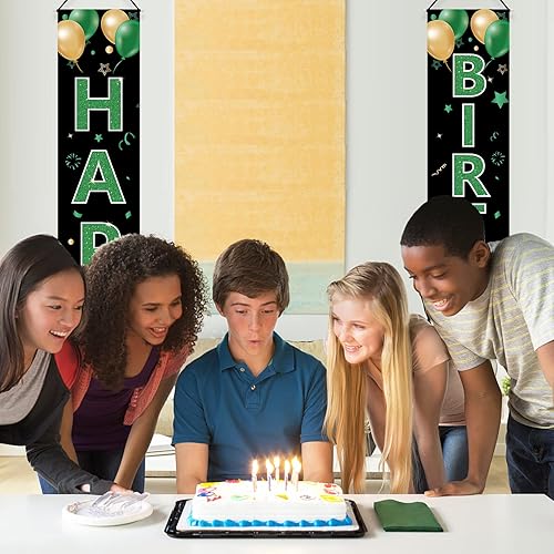 Miniatura 6 de Cartel verde para puerta de cumpleaños para mujeres y hombres, letrero de feliz cumpleaños, suministros de fiesta, 16, 18, 21, 30, 40, 50, 60,