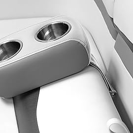 Wise 3059-1884 Pontoon Double Drink Holder with Stainless Steel Cup Holders, Platinum / Mocha Java