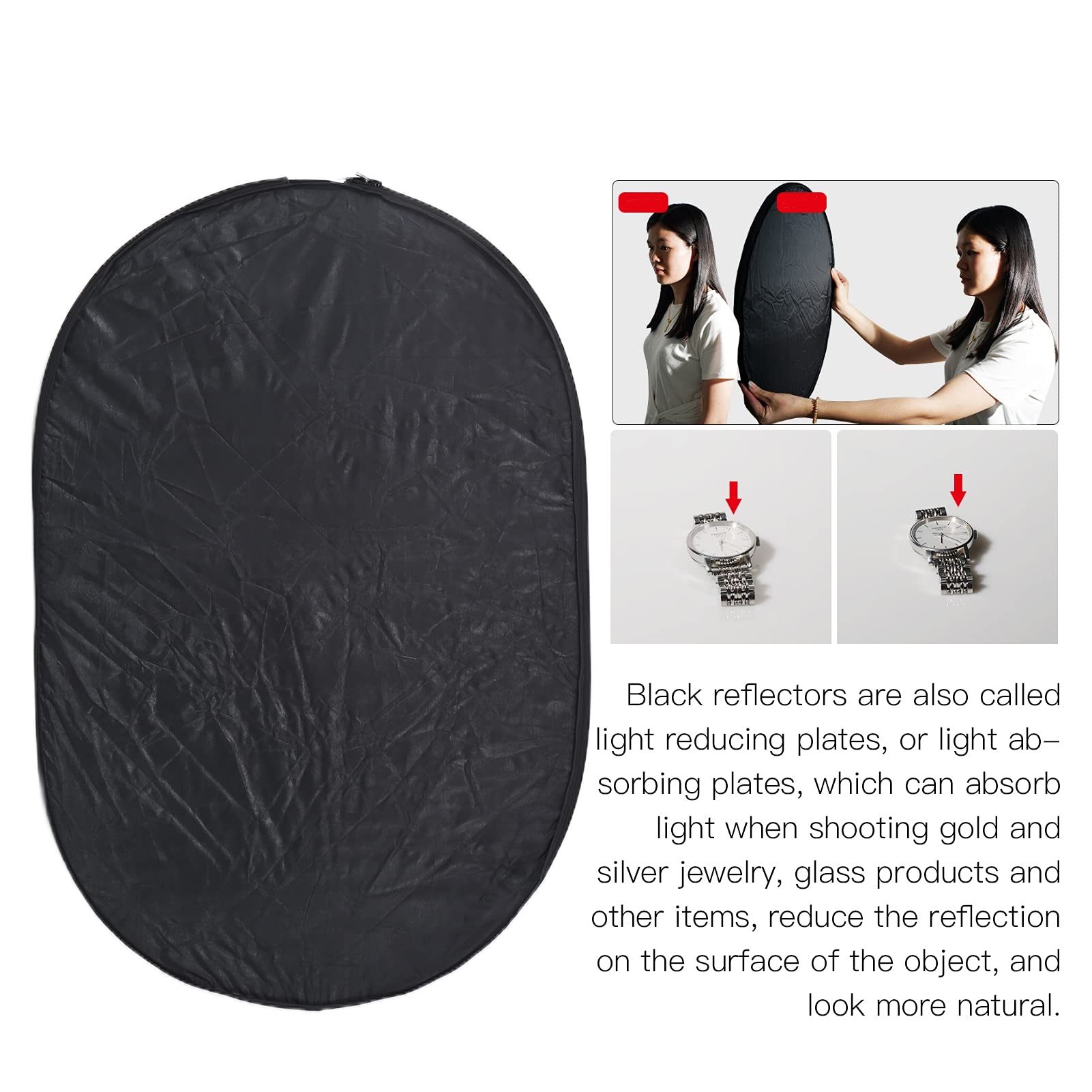 5 in 1 Reflector, 60x90cm Reflector Collapsible Photography Reflector with Portable Bag for Studio Photography Lighting Outdoor