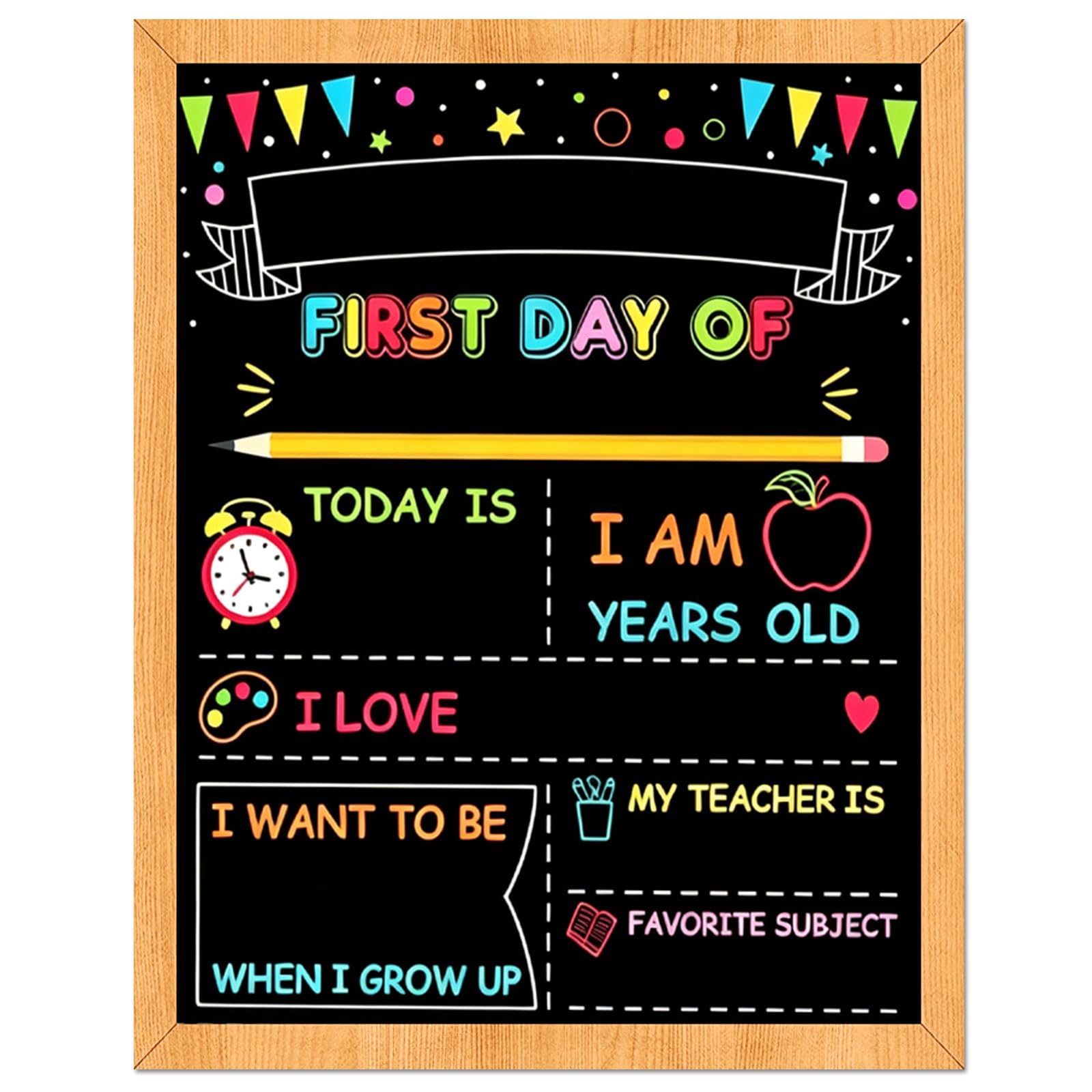 First Day of School Board Sign, My First Day of School Chalkboard, Reusable Back to Schools, Double Sided Milestone Photo Prop, Back to Kindergarten Blackboard Supplies (9.84x11.81 Inches)