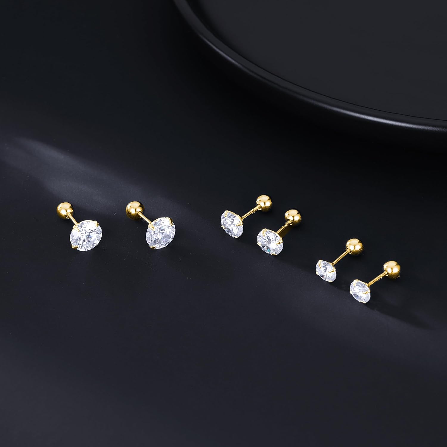 SLUYNZ Sterling Silver Round Simulated Diamond Stud Earrings for Women Teens Round CZ Stud Earrings Set Screw Back Small CZ Ear Stud - Image 4