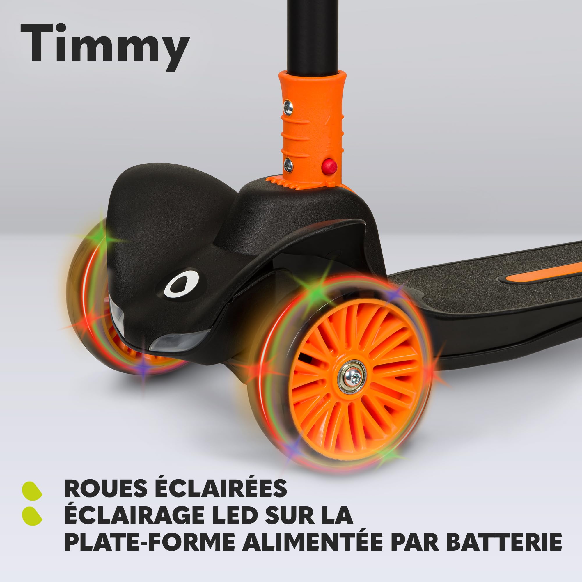 LIONELO Timmy Trottinette d'équilibre pour Enfants de 3 Ans jusqu'à 50 kg, Trottinette Enfant 3 Roues à Hauteur Réglable, Plate-Forme Antidérapante, Frein, Roues et Plate-Forme LED