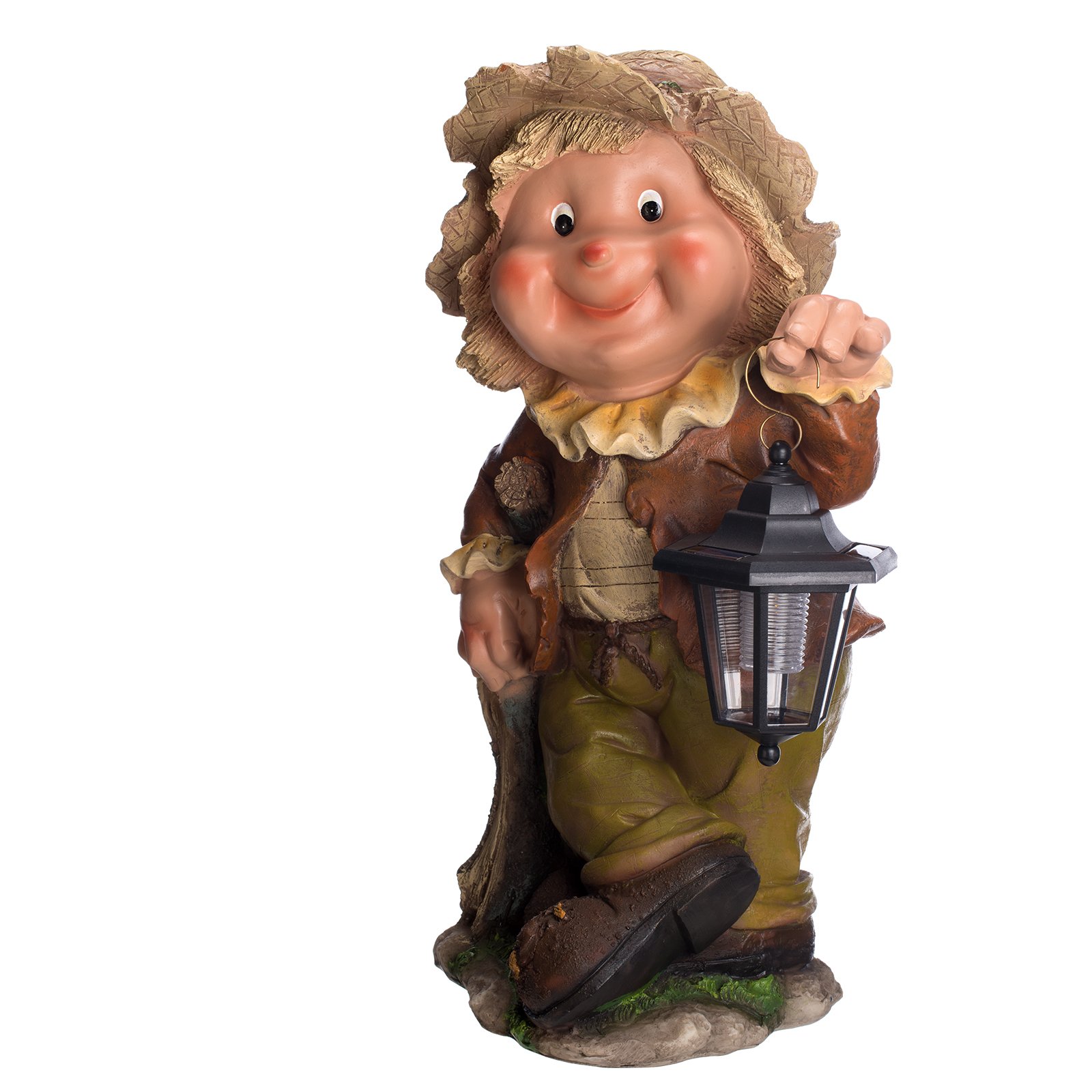 Birendy Grande casetta da giardino con lampada solare NF12168-3, grande 52 cm di altezza, statuetta da giardino,