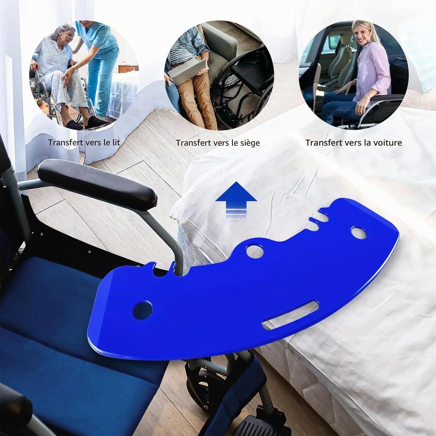 NEWFUN Planche de Transfert, Soins aux Patients, Aides au Levage Sécurisées, Planches de Transfert pour le Transfert des Patients des Fauteuils Roulants vers les lits, les Toilettes ou les Voitures