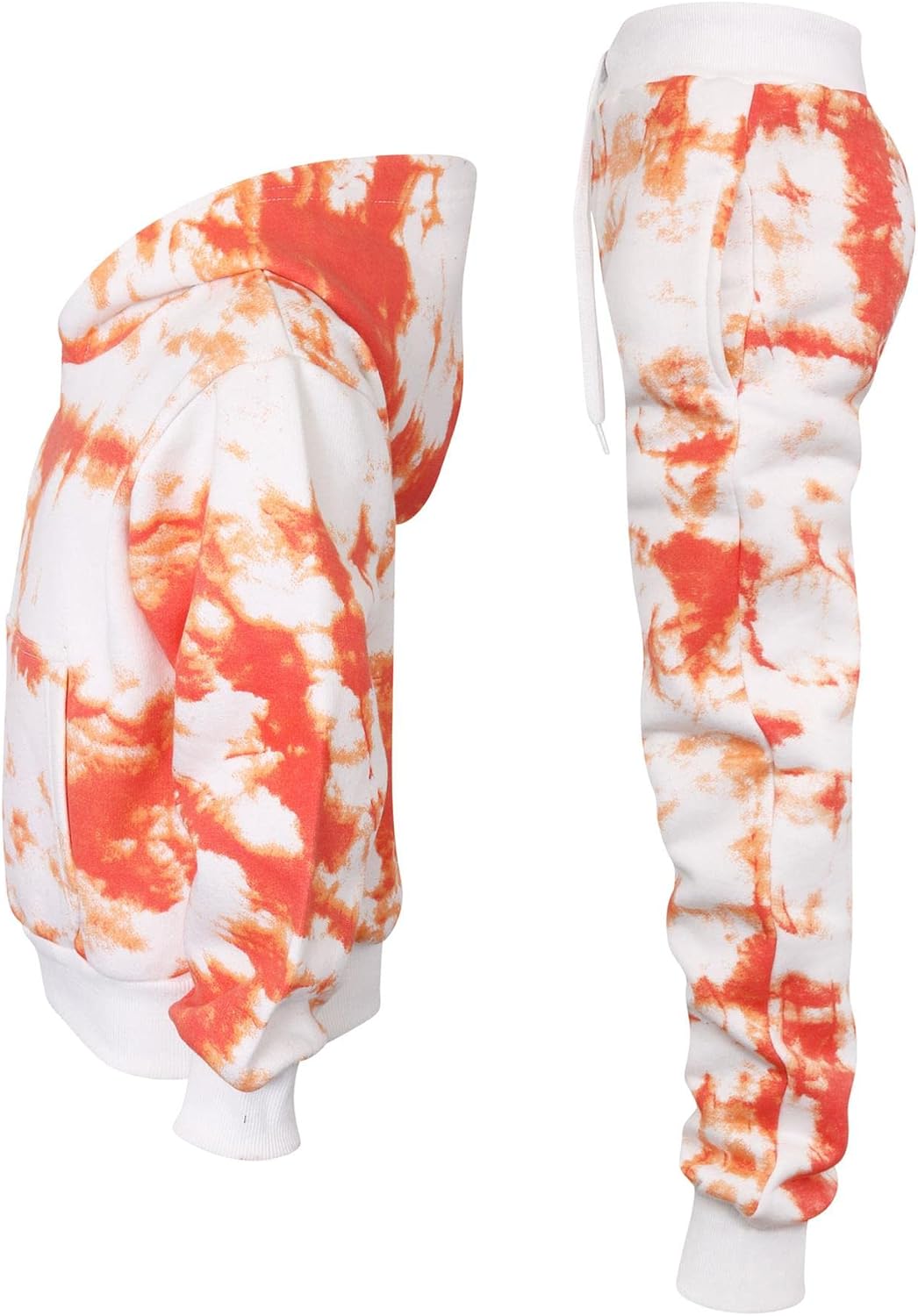 Kids Cropped Orange Tie Dye Tracksuit Hoodie Jogging Sweatpants Girls 5-13 Years