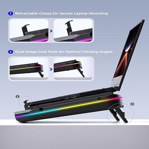 Miniatura 7 de Almohadilla de enfriamiento para laptop HP Omen 17 16 15 15t Transcend 14 16 MAX 16 Victus 15 16 Pavilion 14-17 pulgadas, con ventilador Turbo de