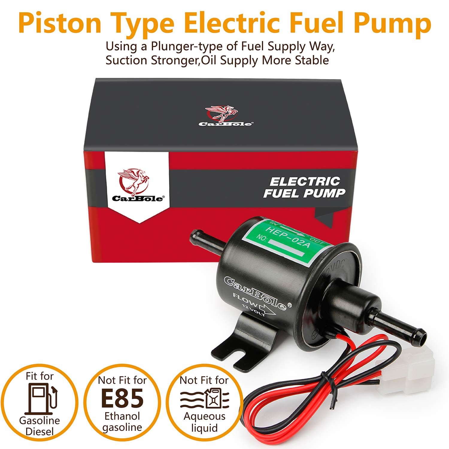 Pompa Benzina/diesel Elettrica HEP-02A, 12V, Bassa Pressione 3-8 PSI, Portata 80-120 L/h - In Rame, Per Auto, Barche, Generatori