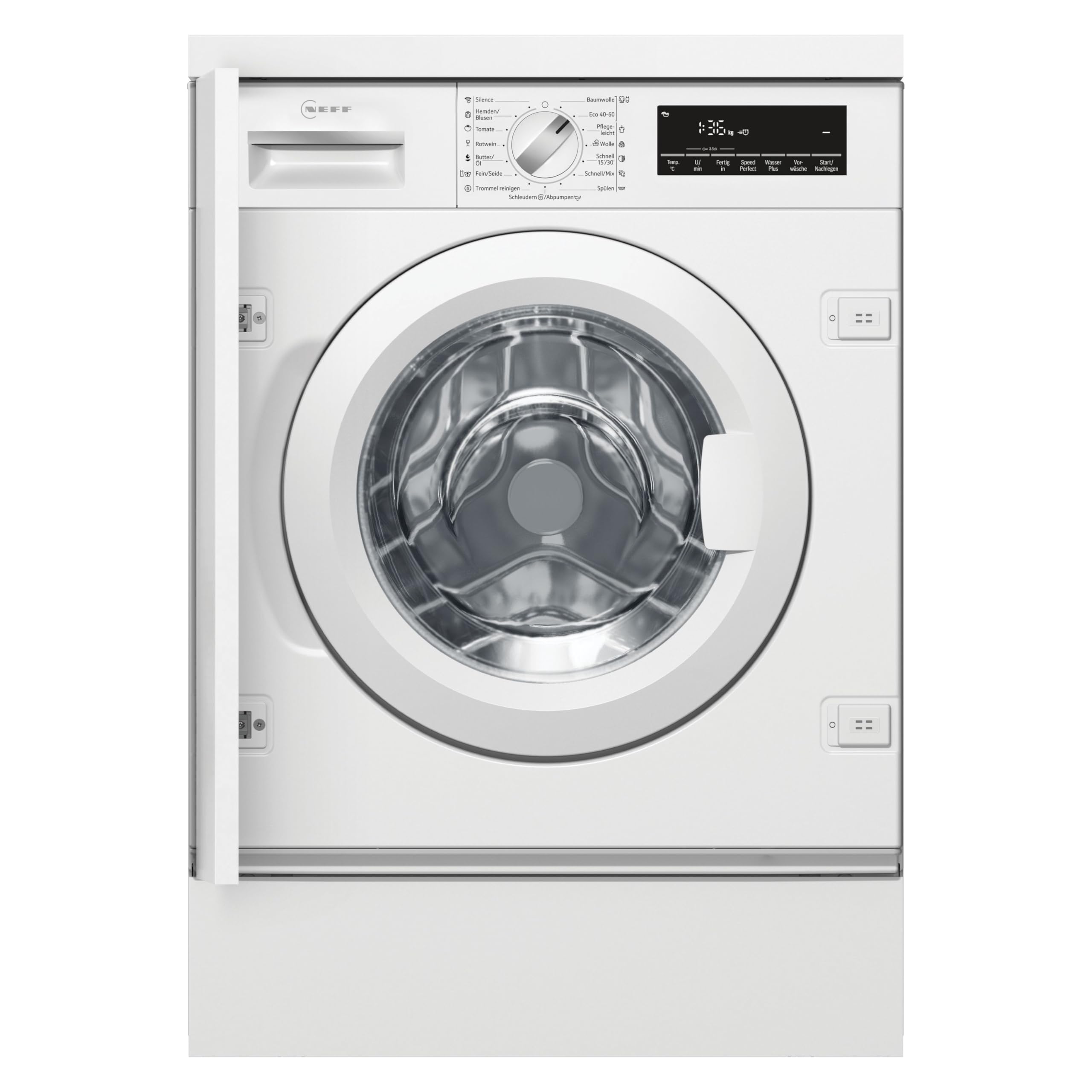 NEFF W6441X1, Waschvollautomat, Vollintegrierbar, Geräuschwert Waschen: 41 dB, Effizienzklasse: A, 1400 U/min, 8 kg, Touch Control-Tasten, Time Light, Efficient Silent Drive, Made in Germany | Made in Germany, Lichtprojektion zeigt Restzeit am Boden, leis