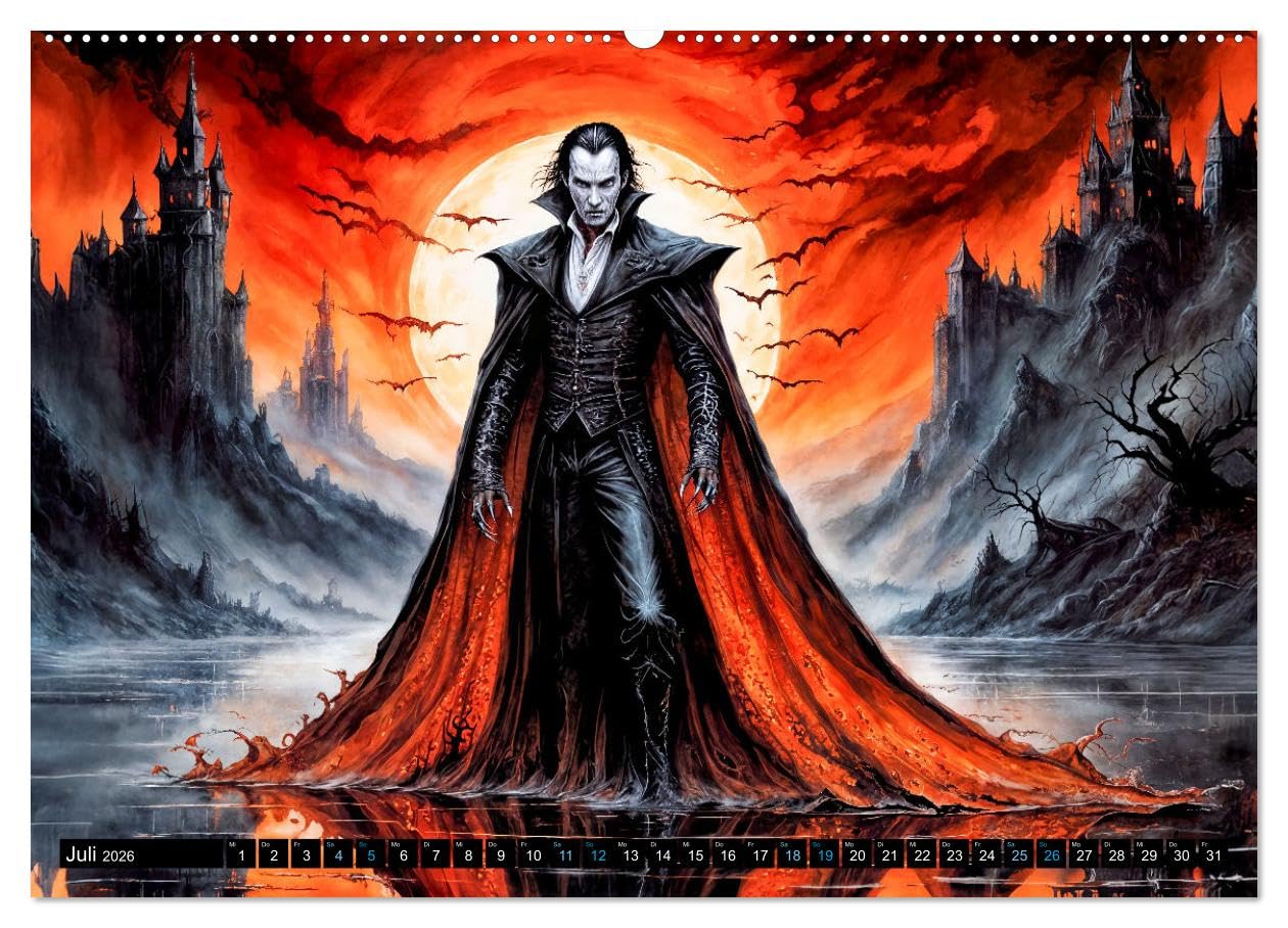 Finsternis der Vampire - Mystischer düsterer Fantasy Kalender (hochwertiger Premium Wandkalender 2026 DIN A2 quer), Kunstdruck in Hochglanz: ... einzigartigen Kalender (CALVENDO Glaube)