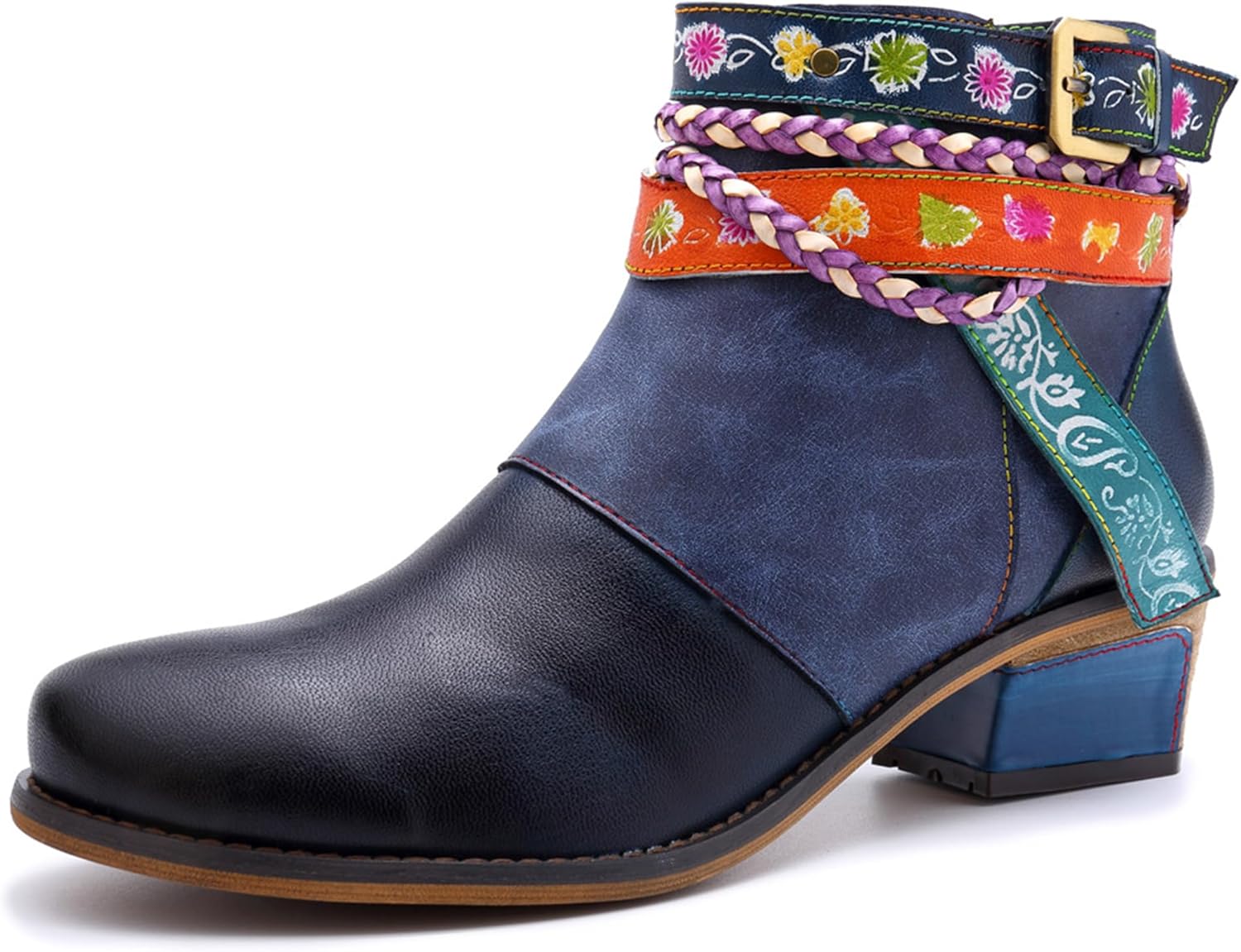Women's Handmade Retro Lambskin High Heel Boots, Colorful Painting, Metallic Style - Fashion, Comfortable, Durable, Unique Minority Style
