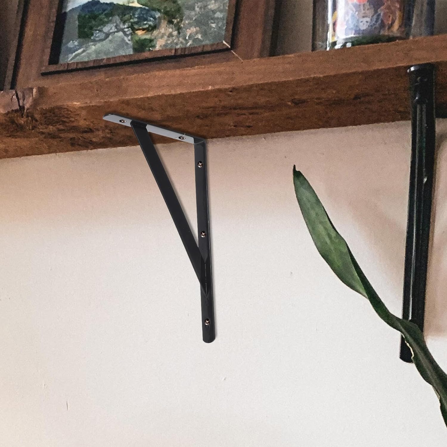 12pcs Heavy Duty Iron Shelf Brackets Black Rustic Wall-Mounted Floating Shelf Supports for Wood Shelving Corner Braces 200x120x2mm